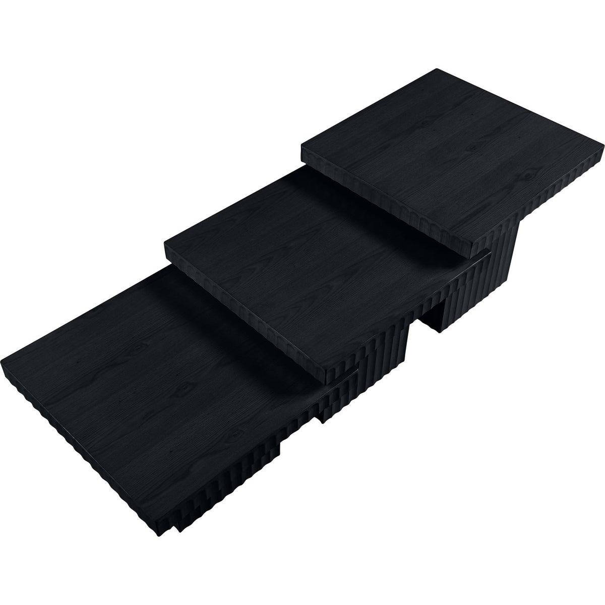 Spencer Black Solid Wood And Oak Veneer 3 Piece Coffee Table
