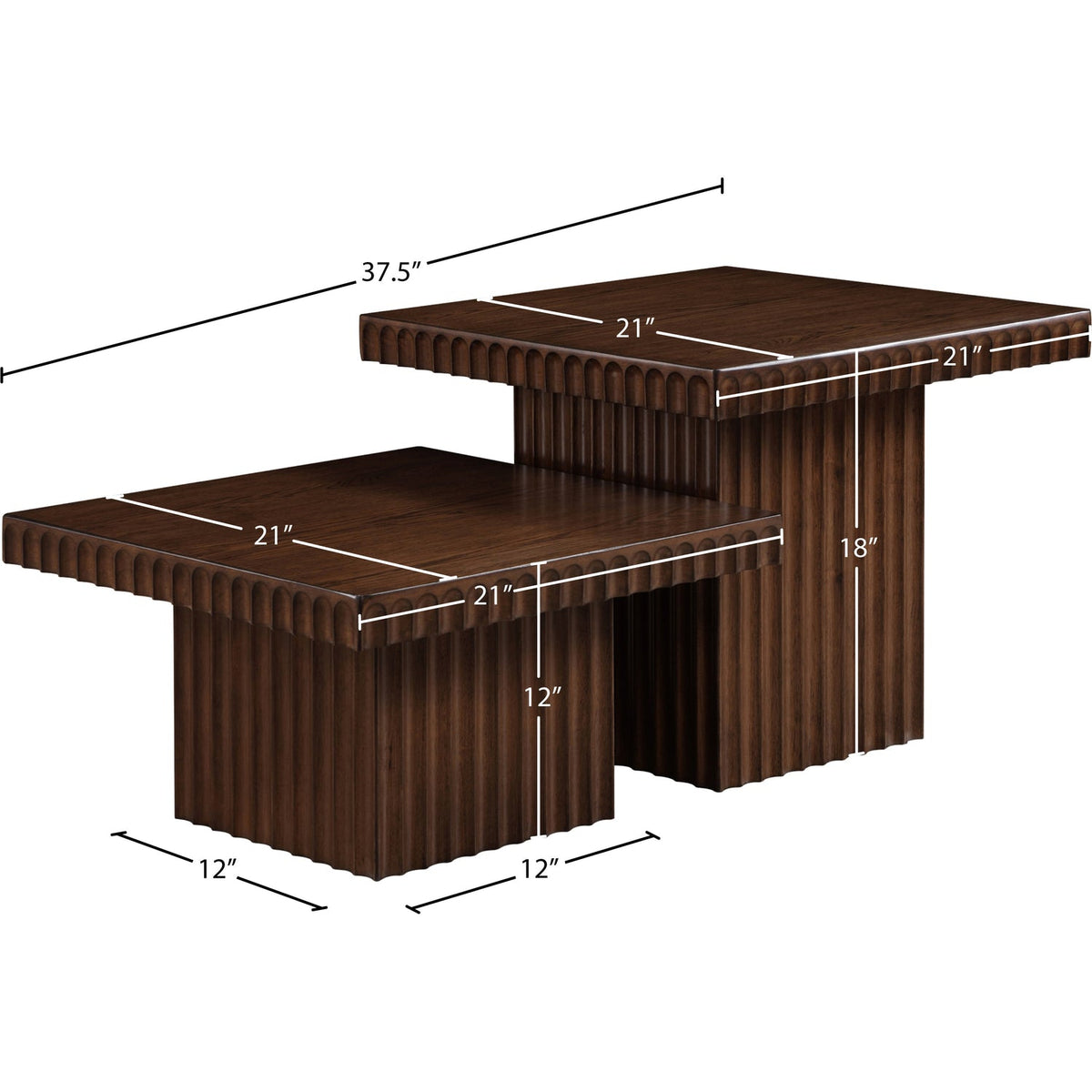 Spencer Brown Solid Wood And Oak Veneer 2 Piece Coffee Table