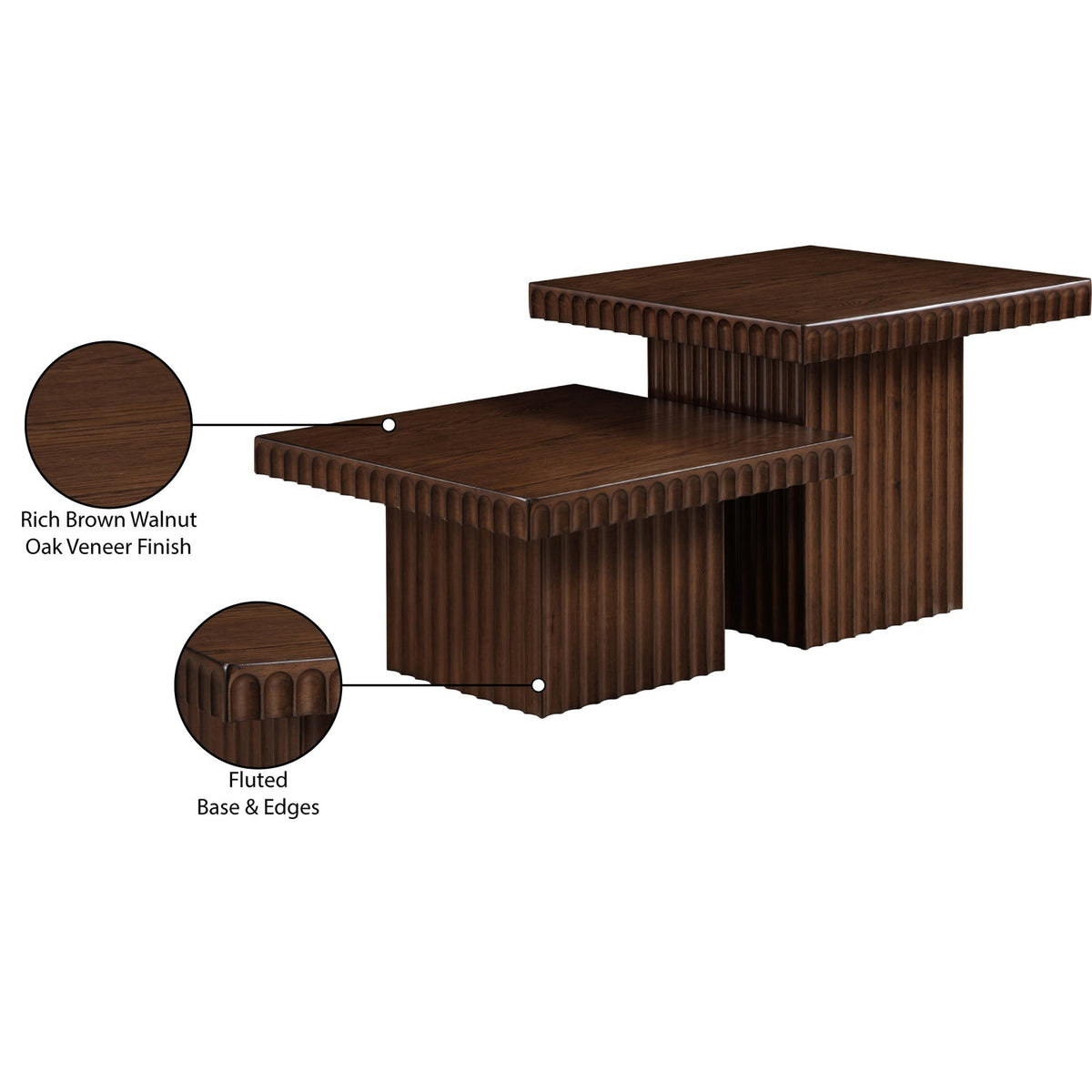 Spencer Brown Solid Wood And Oak Veneer 2 Piece Coffee Table