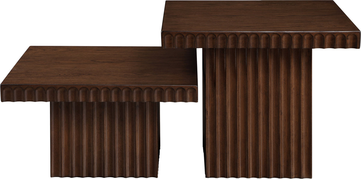 Spencer Brown Solid Wood And Oak Veneer 2 Piece Coffee Table