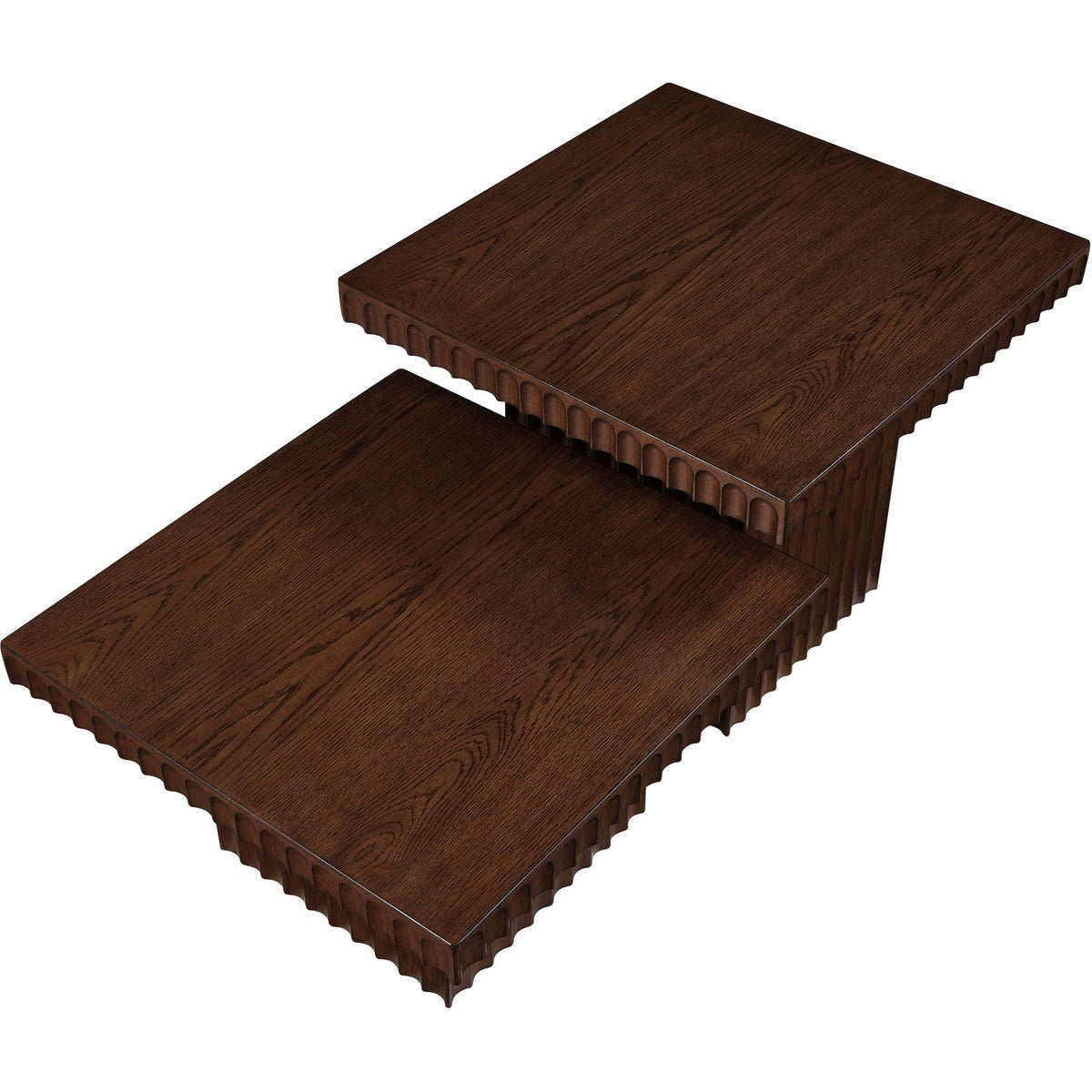 Spencer Brown Solid Wood And Oak Veneer 2 Piece Coffee Table