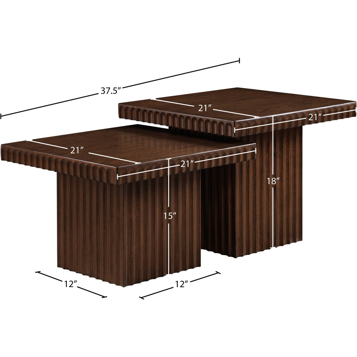 Spencer Brown Solid Wood And Oak Veneer 2 Piece Coffee Table