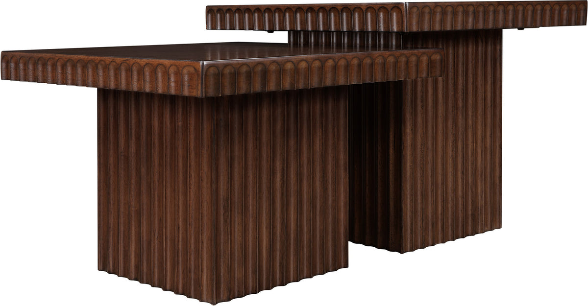 Spencer Brown Solid Wood And Oak Veneer 2 Piece Coffee Table