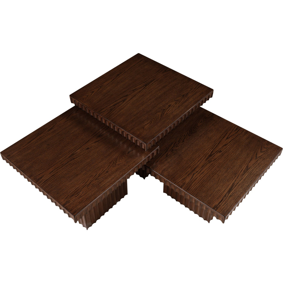 Spencer Brown Solid Wood And Oak Veneer 3 Piece Coffee Table