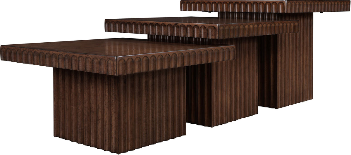 Spencer Brown Solid Wood And Oak Veneer 3 Piece Coffee Table