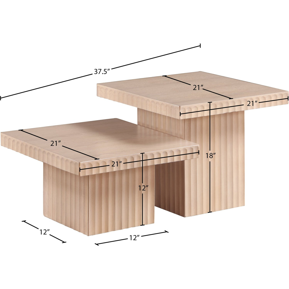 Spencer Natural Solid Wood And Oak Veneer 2 Piece Coffee Table