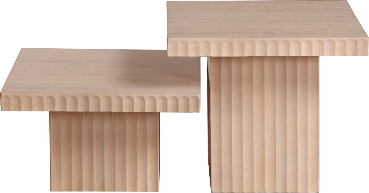 Spencer Natural Solid Wood And Oak Veneer 2 Piece Coffee Table