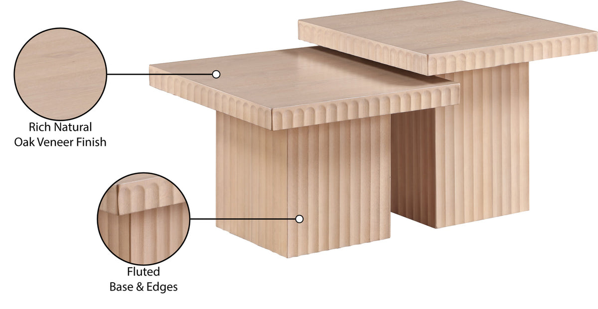 Spencer Natural Solid Wood And Oak Veneer 2 Piece Coffee Table