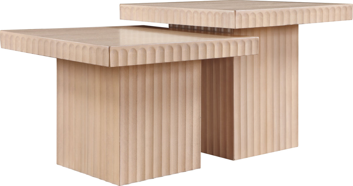 Spencer Natural Solid Wood And Oak Veneer 2 Piece Coffee Table