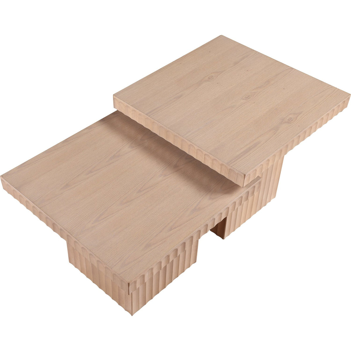 Spencer Natural Solid Wood And Oak Veneer 2 Piece Coffee Table