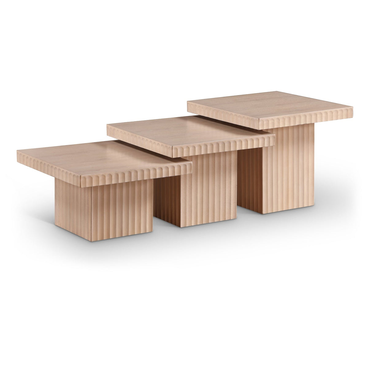 Spencer Natural Solid Wood And Oak Veneer 3pc. Coffee Table in natural oak veneer, primary product view
