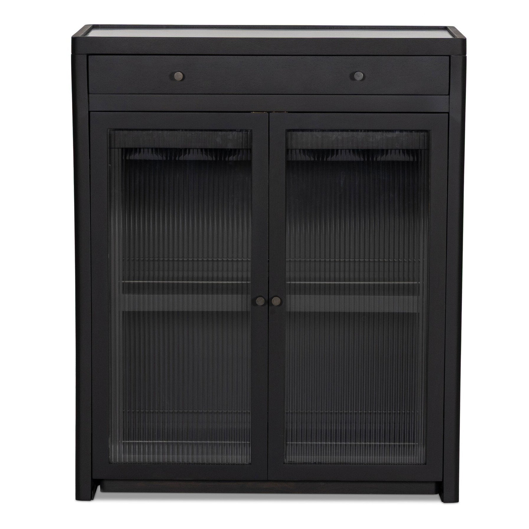 Four Hands Santiago Smoked Black Mango Bar Cabinet front view
