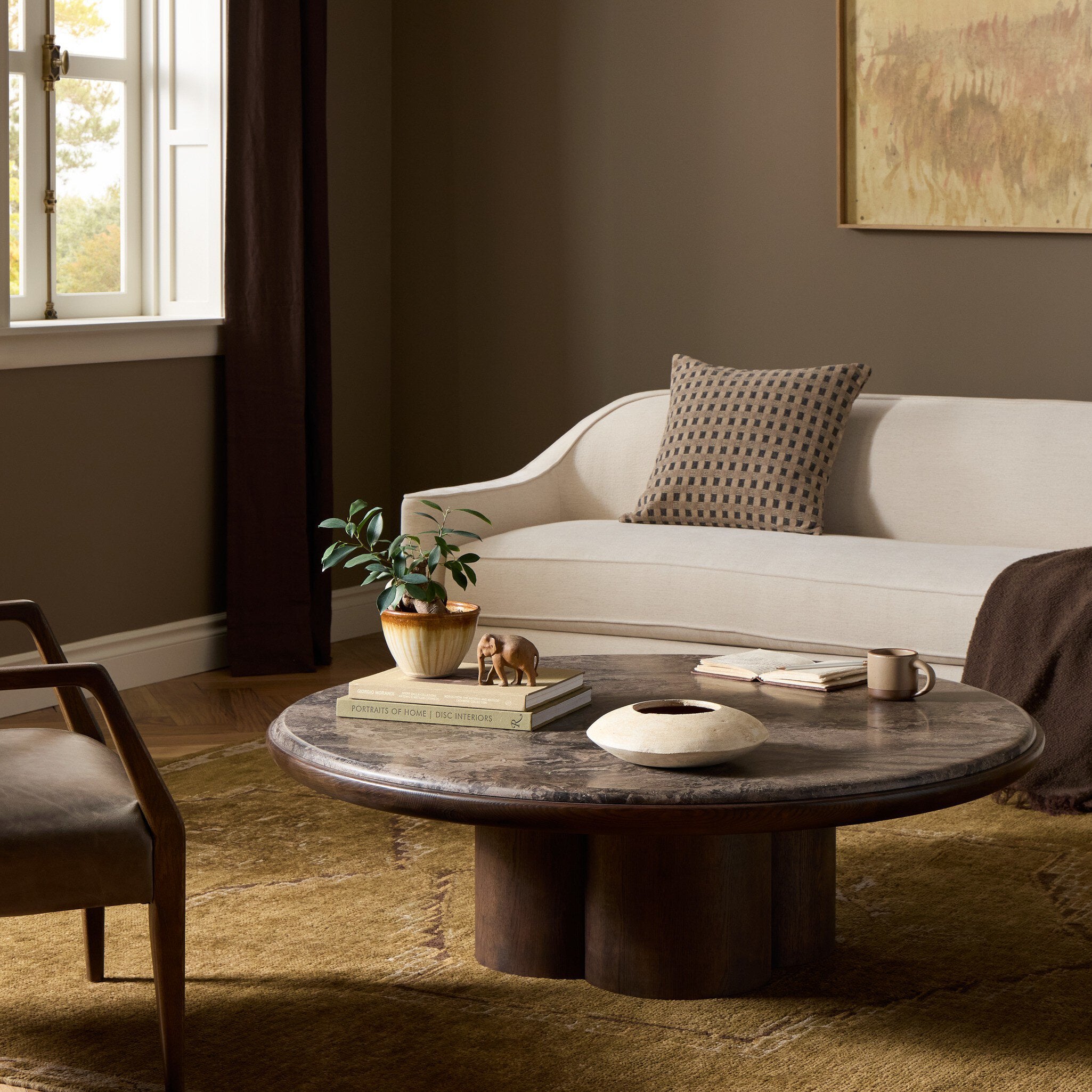 Four Hands Zeke Coco Ash Coffee Table styled room setting