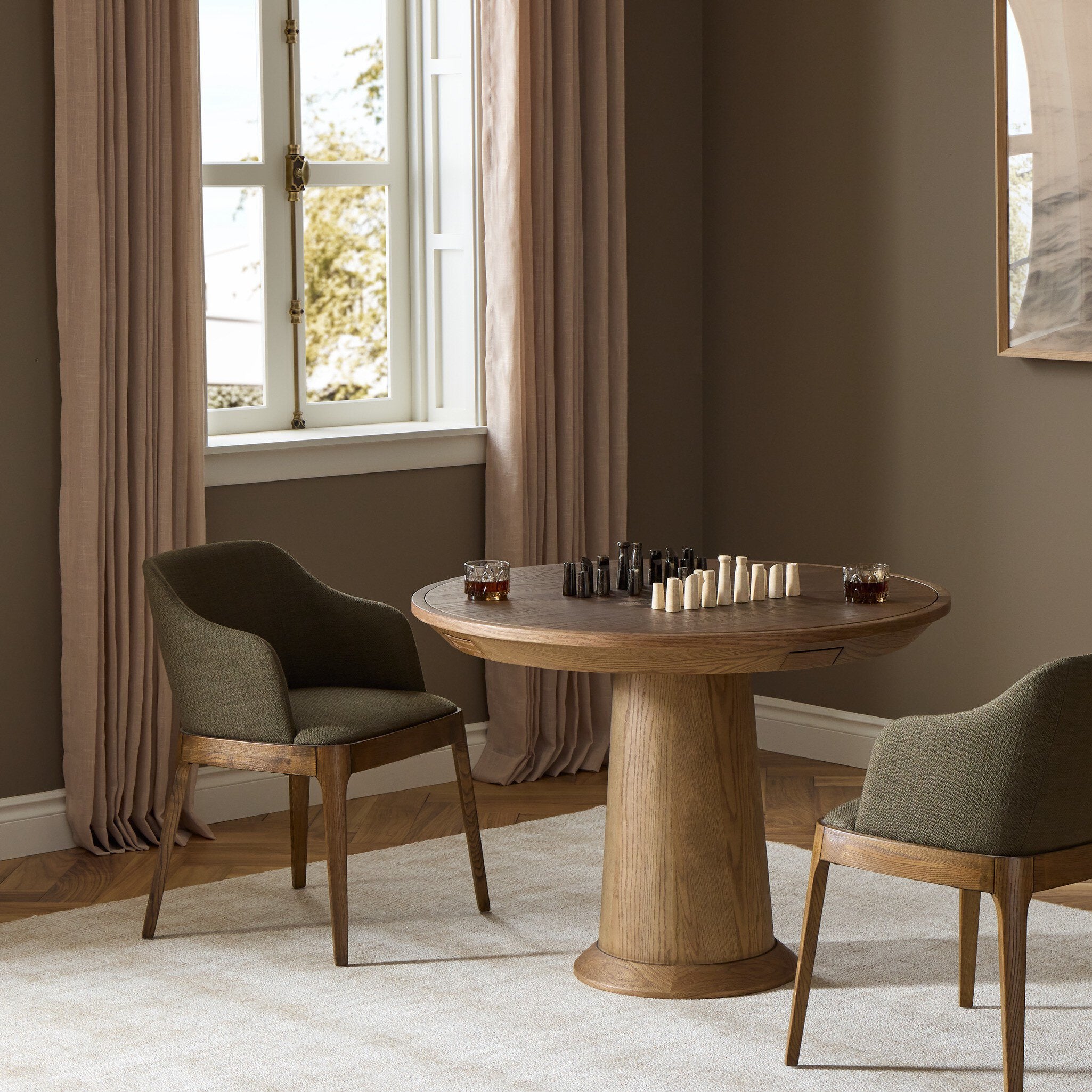 Four Hands Victor Maestro Cigar Game Table styled room setting 2