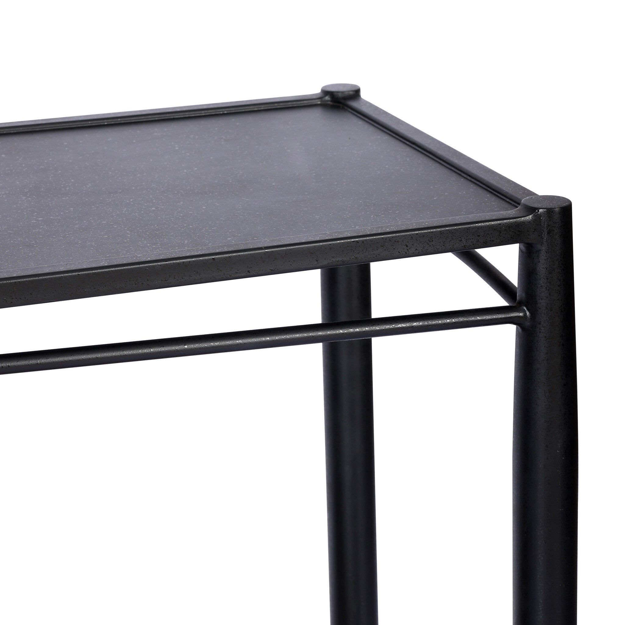 Four Hands Thalen Rough Iron Console Table texture close-up