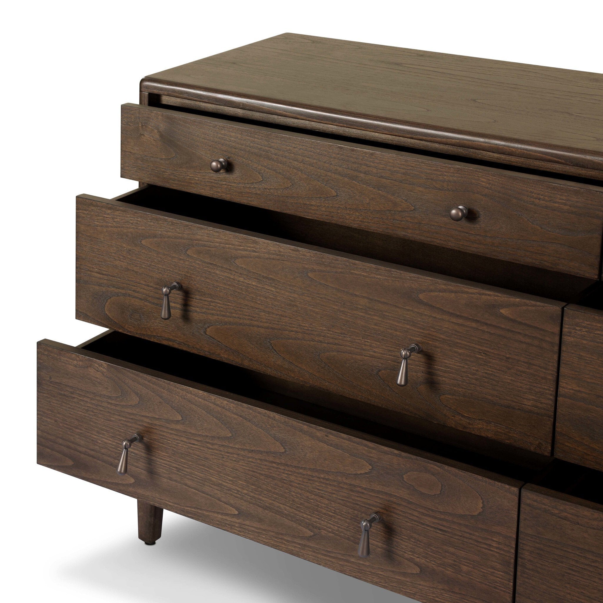Four Hands Zaria Dark Brown Sungkai 6 Drawer Dresser close-up detail