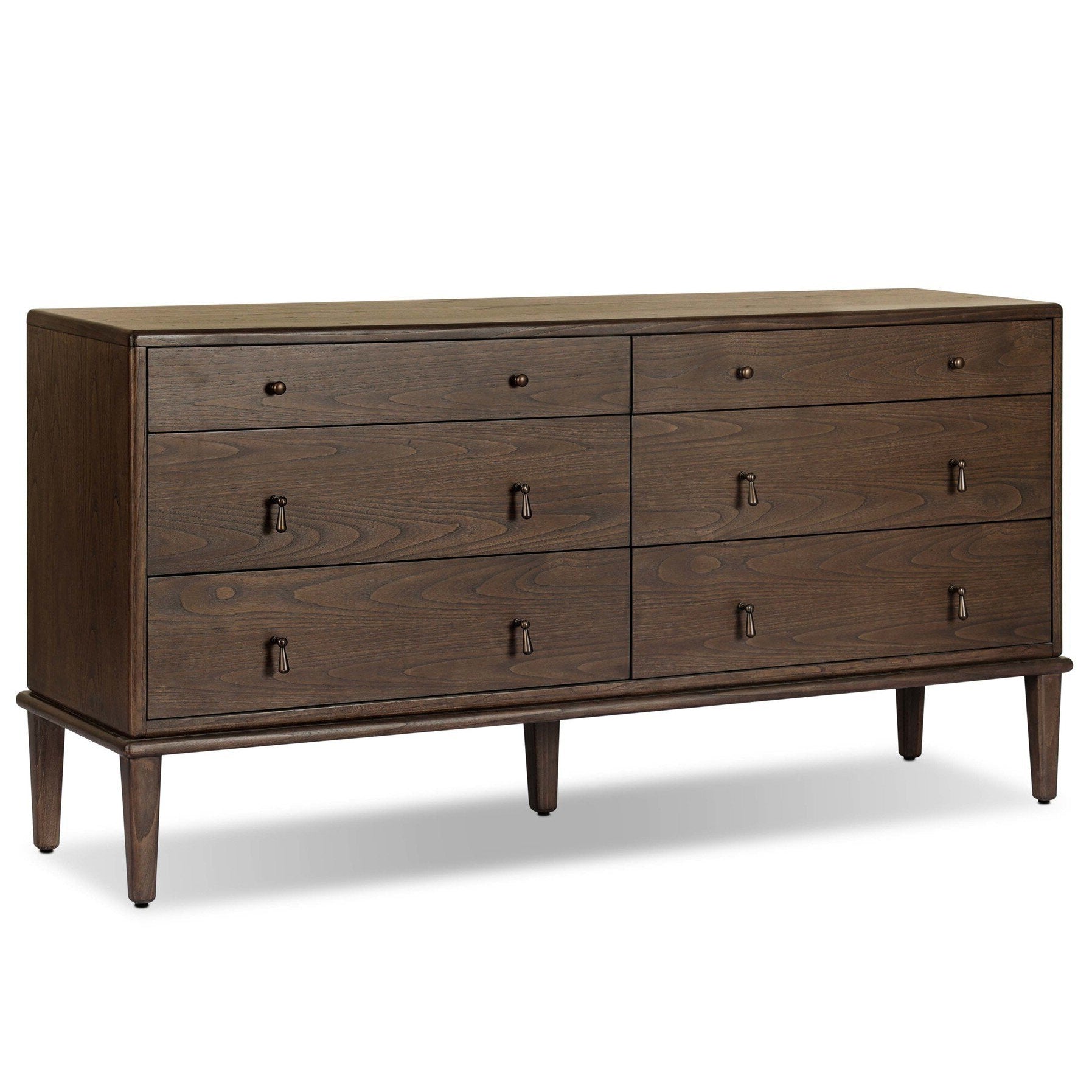 Four Hands Zaria Dark Brown Sungkai 6 Drawer Dresser styled setting