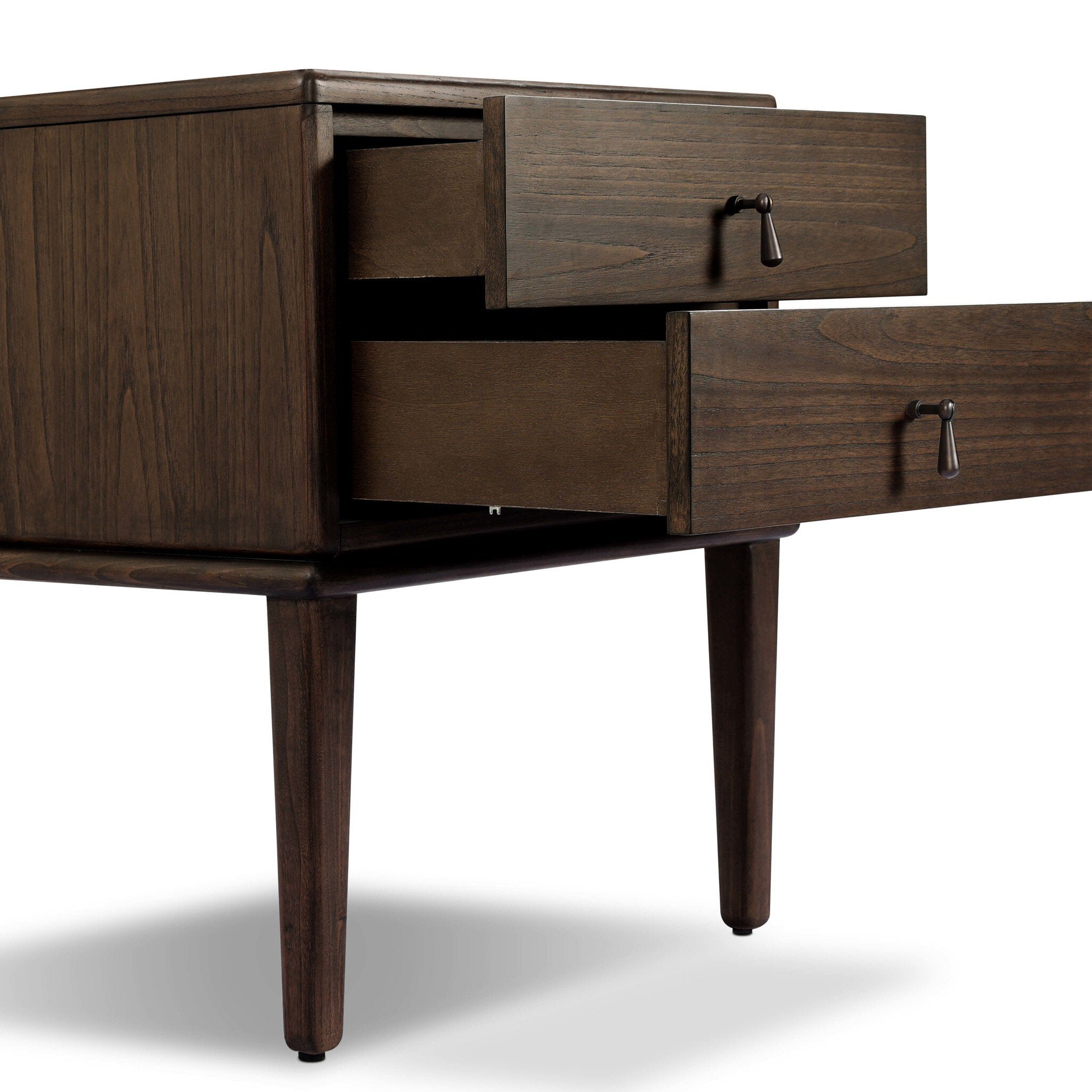 Four Hands Zaria Dark Brown Sungkai Nightstand craftsmanship detail