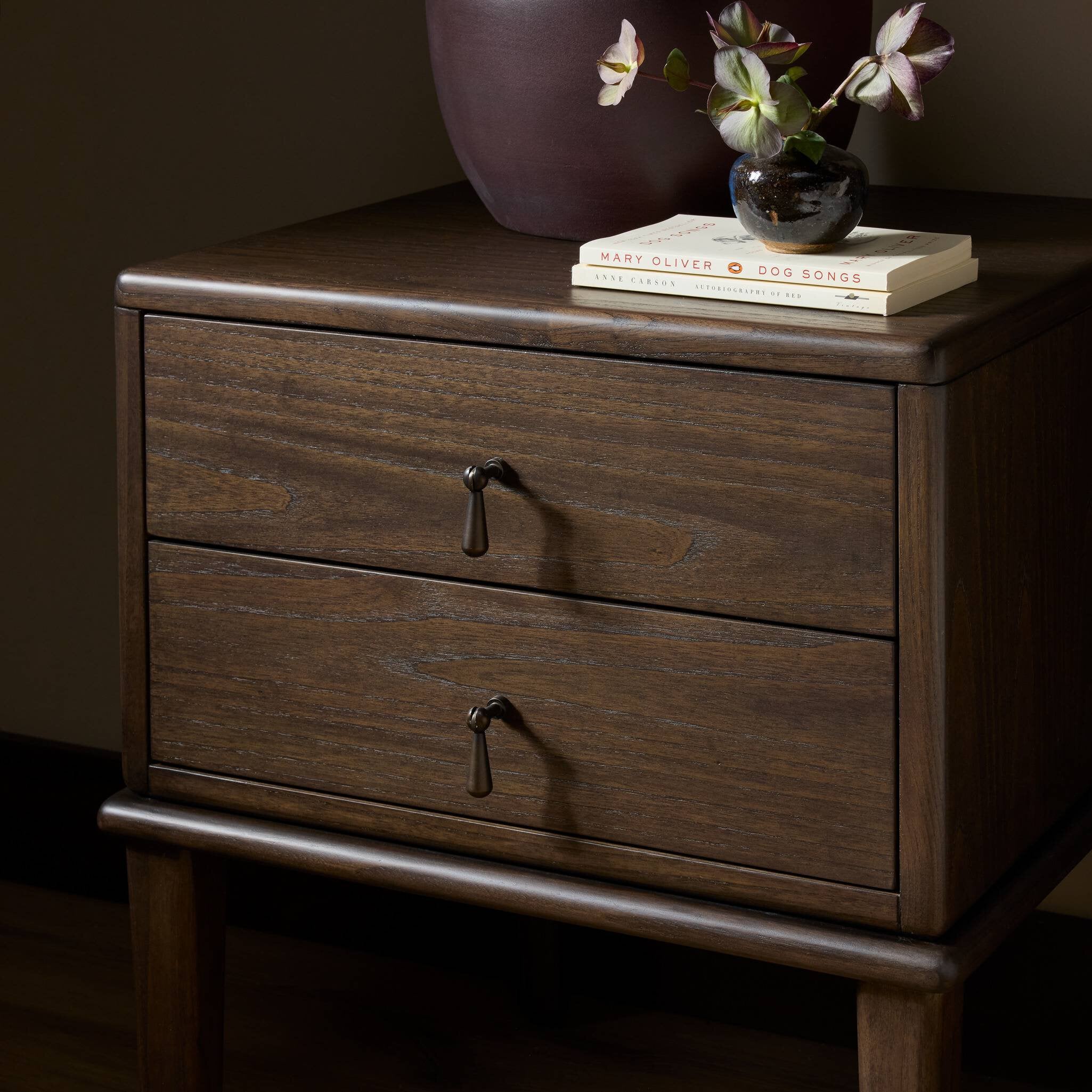 Four Hands Zaria Dark Brown Sungkai Nightstand detailed view