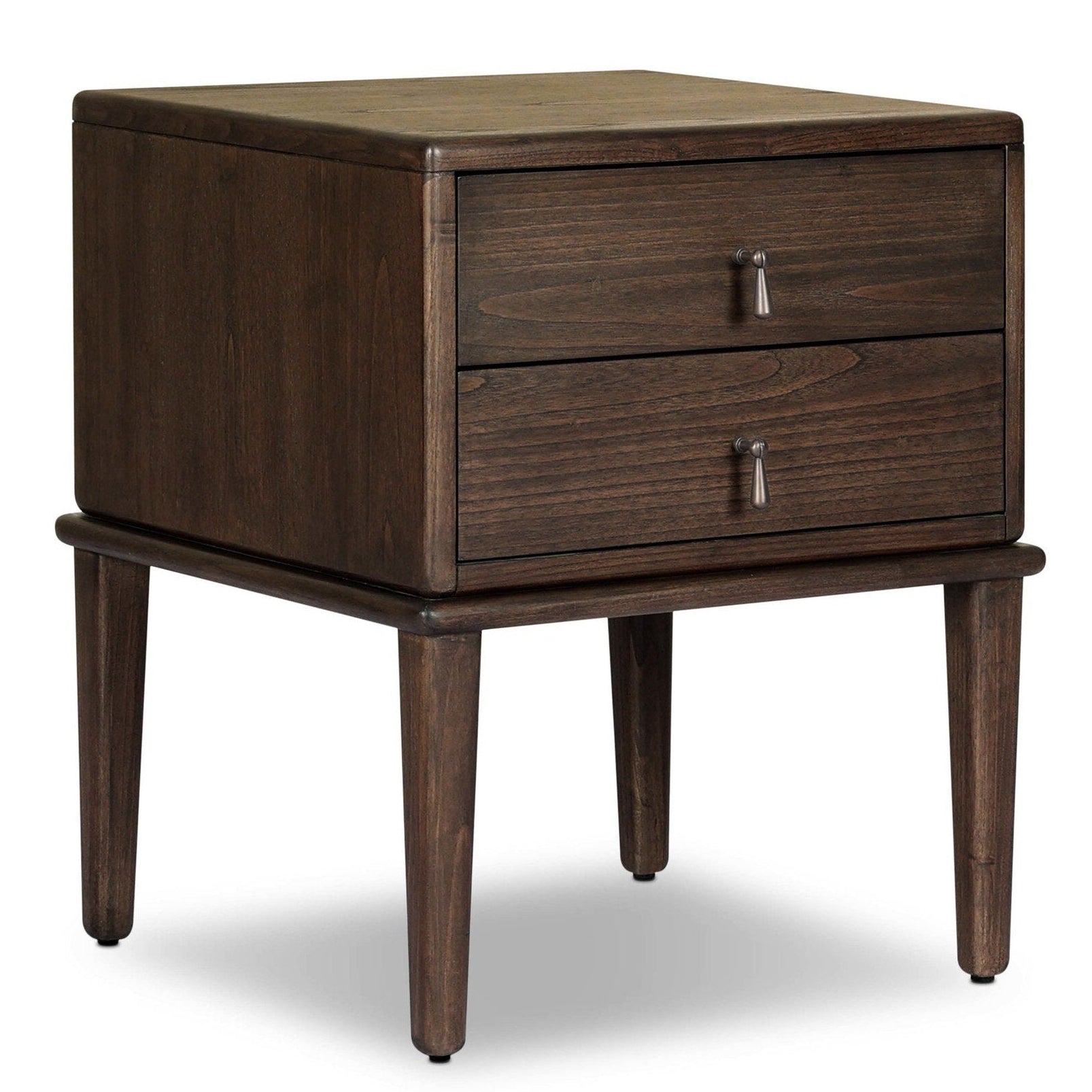 Four Hands Zaria Dark Brown Sungkai Nightstand styled setting