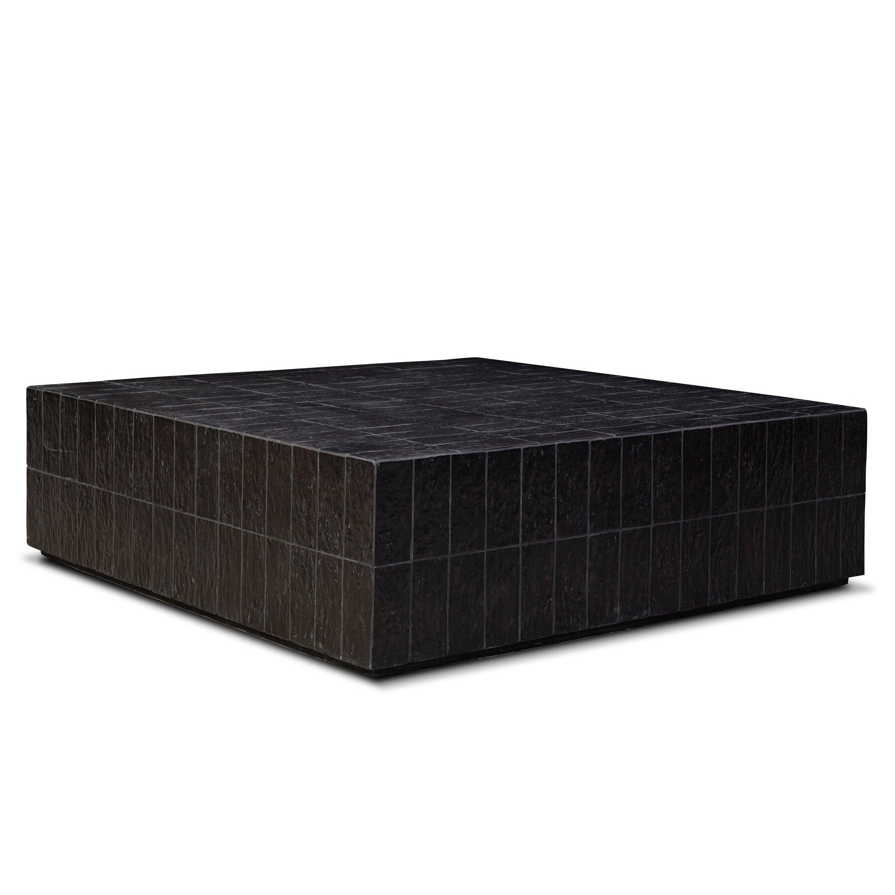 Four Hands Tanik Textured Brown Tile Coffee Table — styled view
