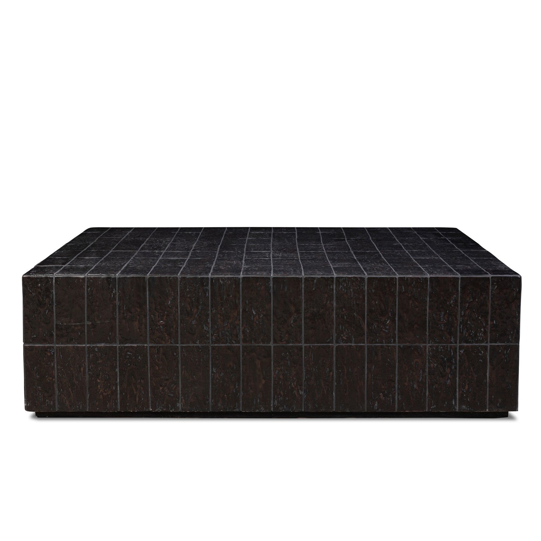 Four Hands Tanik Textured Brown Tile Coffee Table — side view