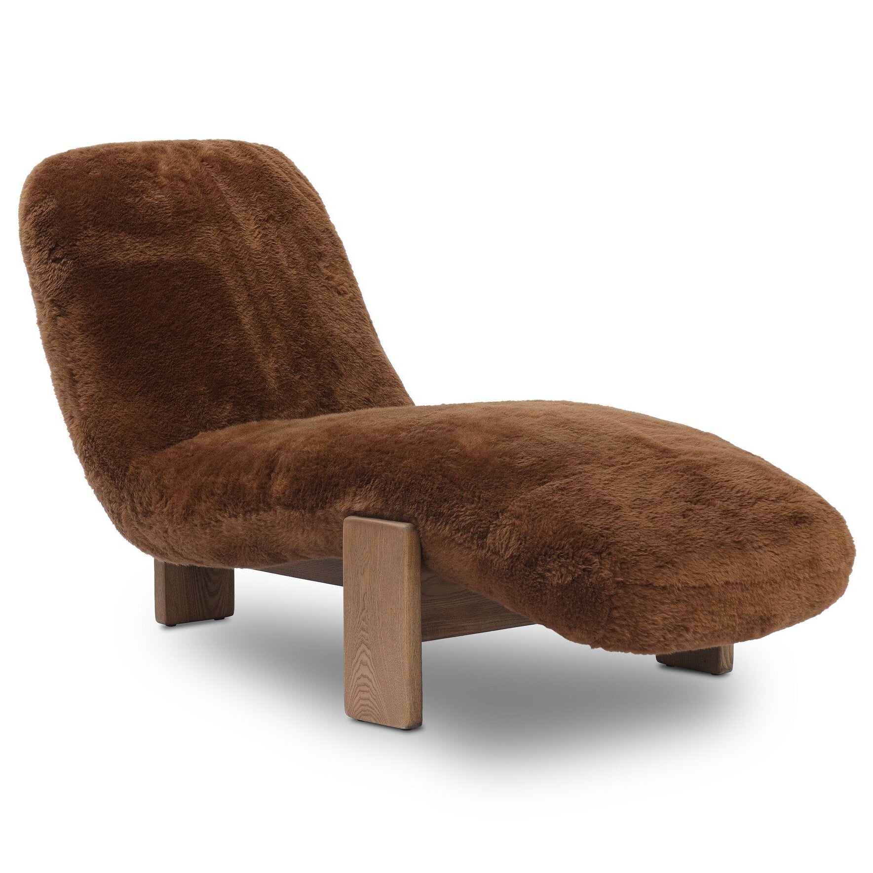 Four Hands Rivas Ochre Shearling Chaise — styled view