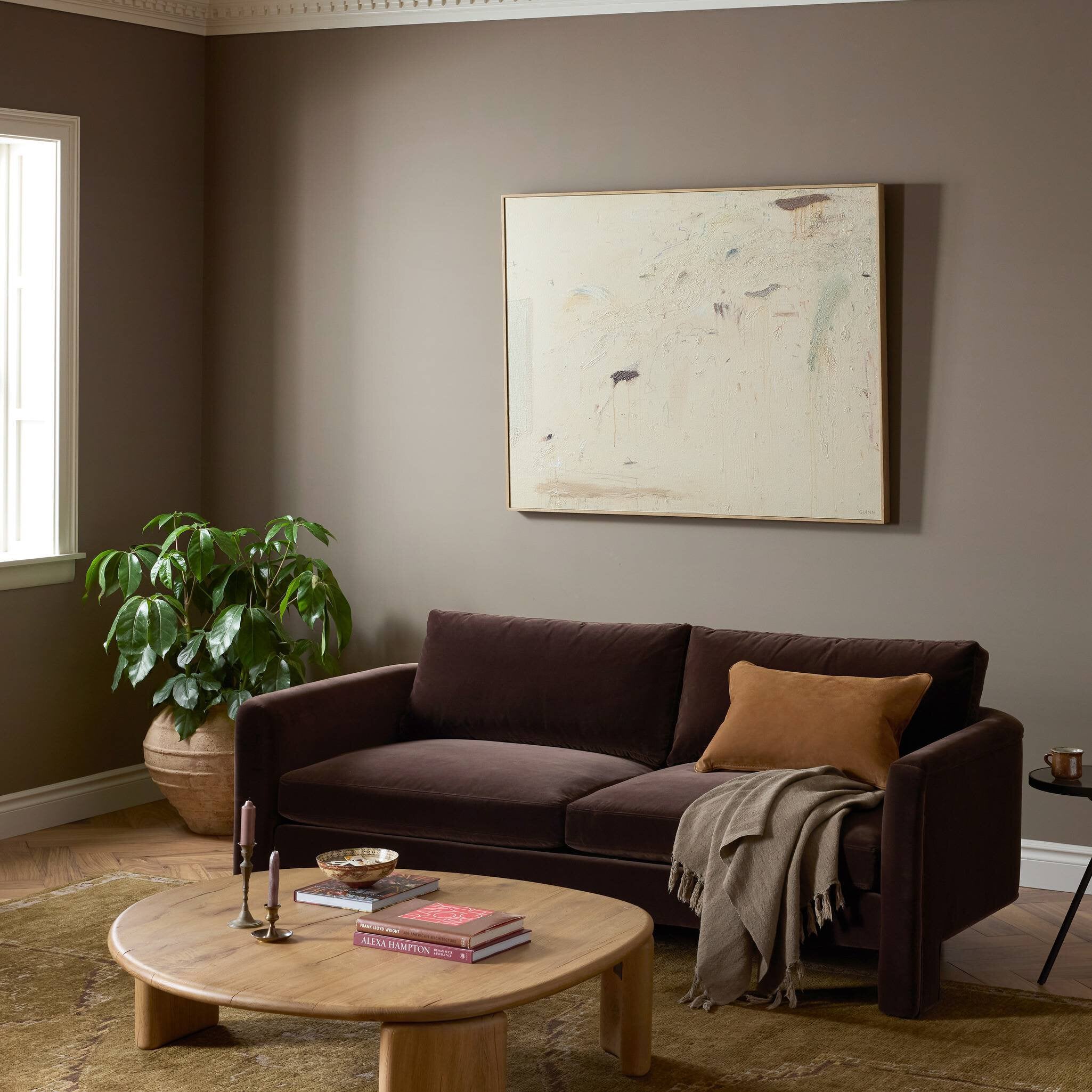 Four Hands Katya Surrey Cocoa 80in Sofa — in a styled room setting