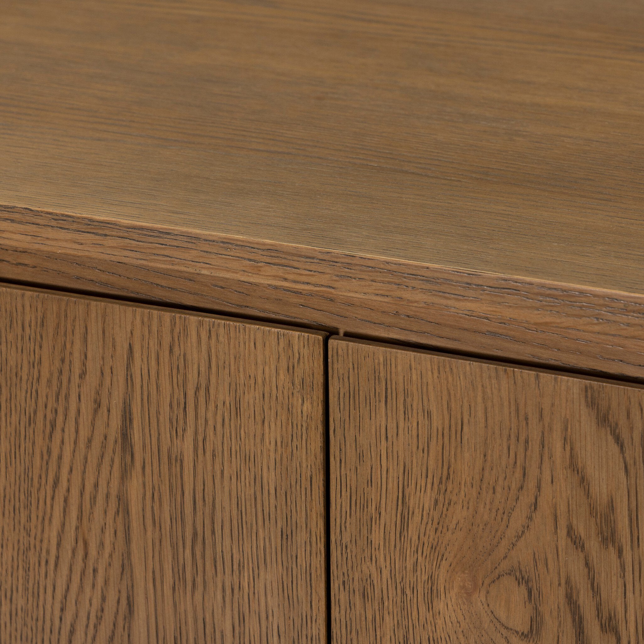 Four Hands Elle Tawny Oak 4 Door Media Console — edge and joinery detail