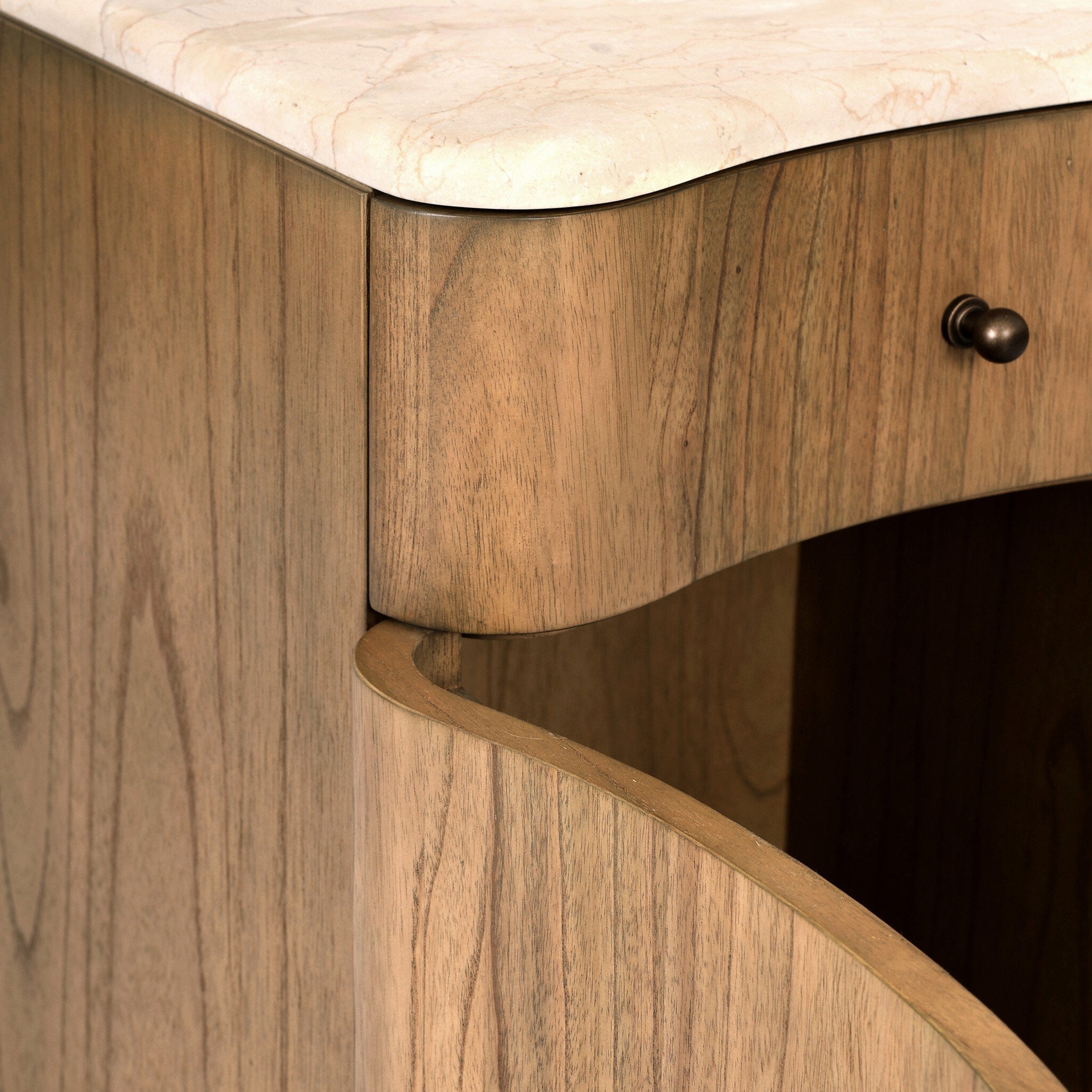Four Hands Boa Cream Marble Small Nightstand — texture detail