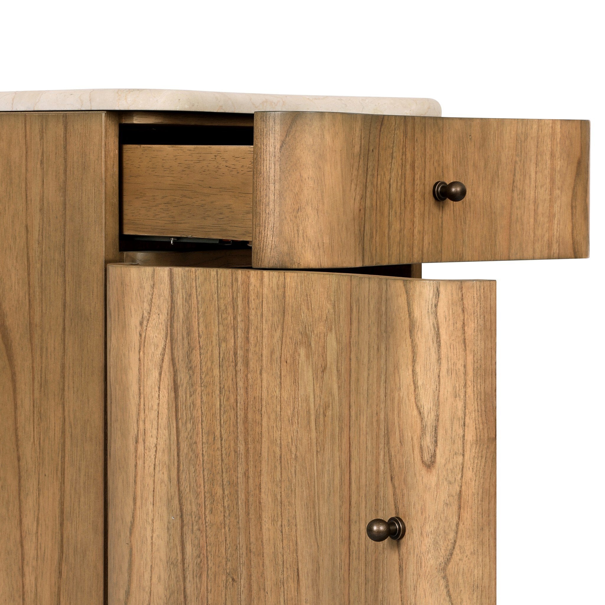 Four Hands Boa Cream Marble Small Nightstand — close-up detail