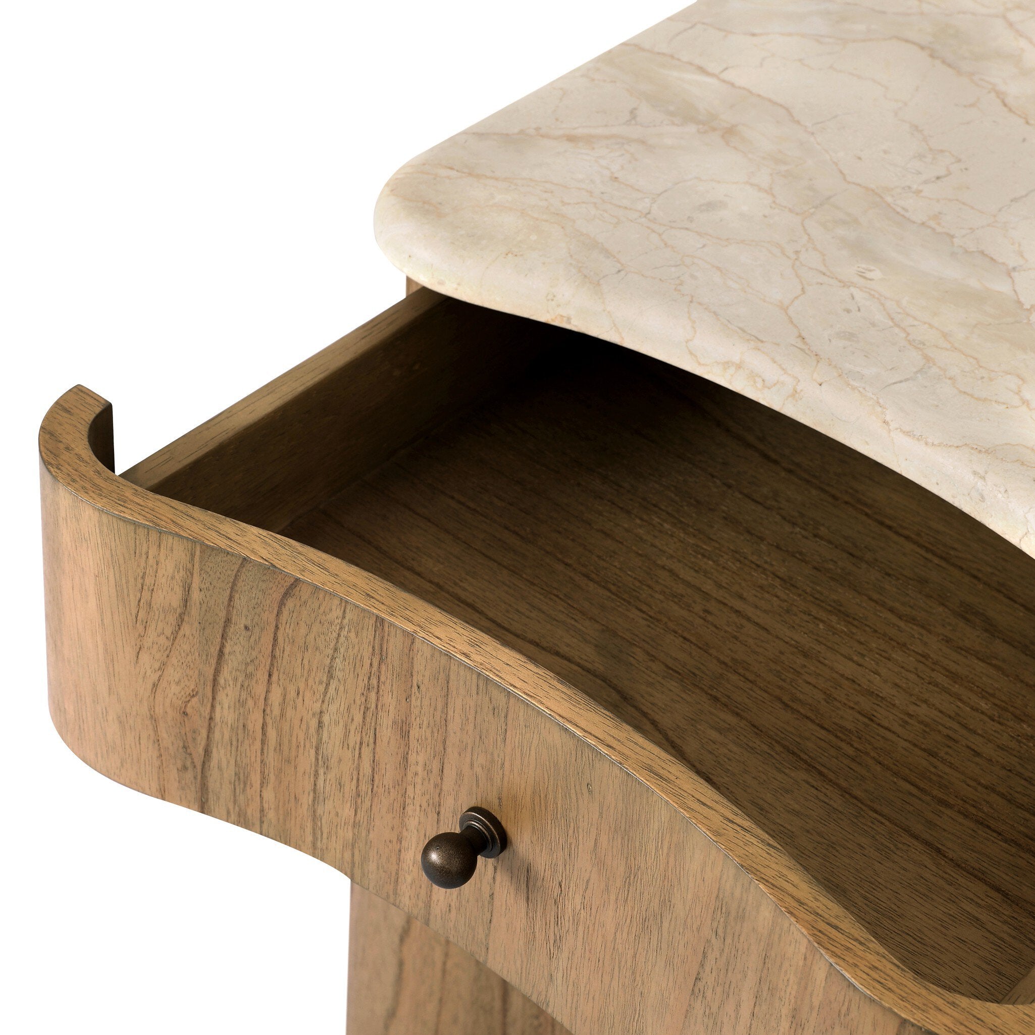 Four Hands Boa Cream Marble Small Nightstand — finish detail