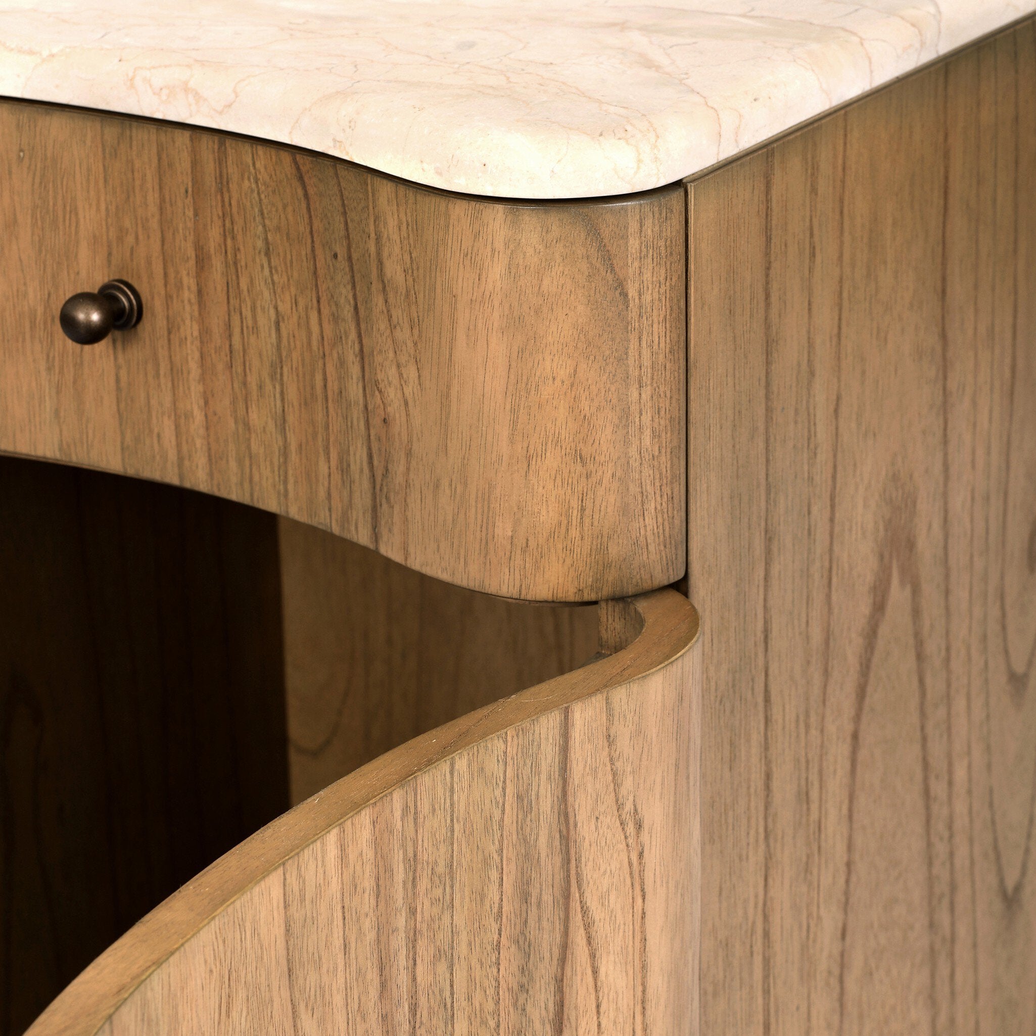 Four Hands Boa Cream Marble Small Nightstand — Solid Mindi