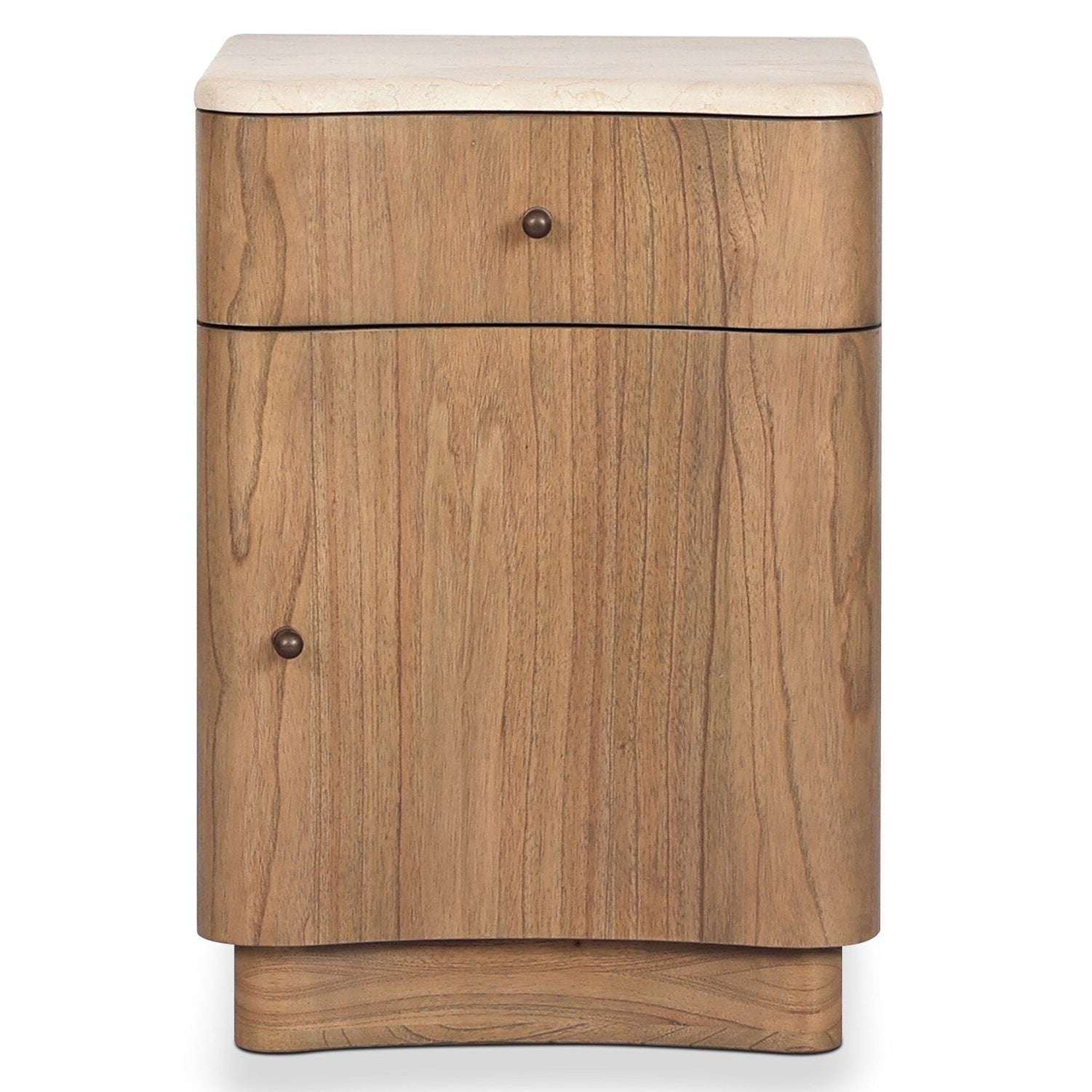 Four Hands Boa Cream Marble Small Nightstand front view