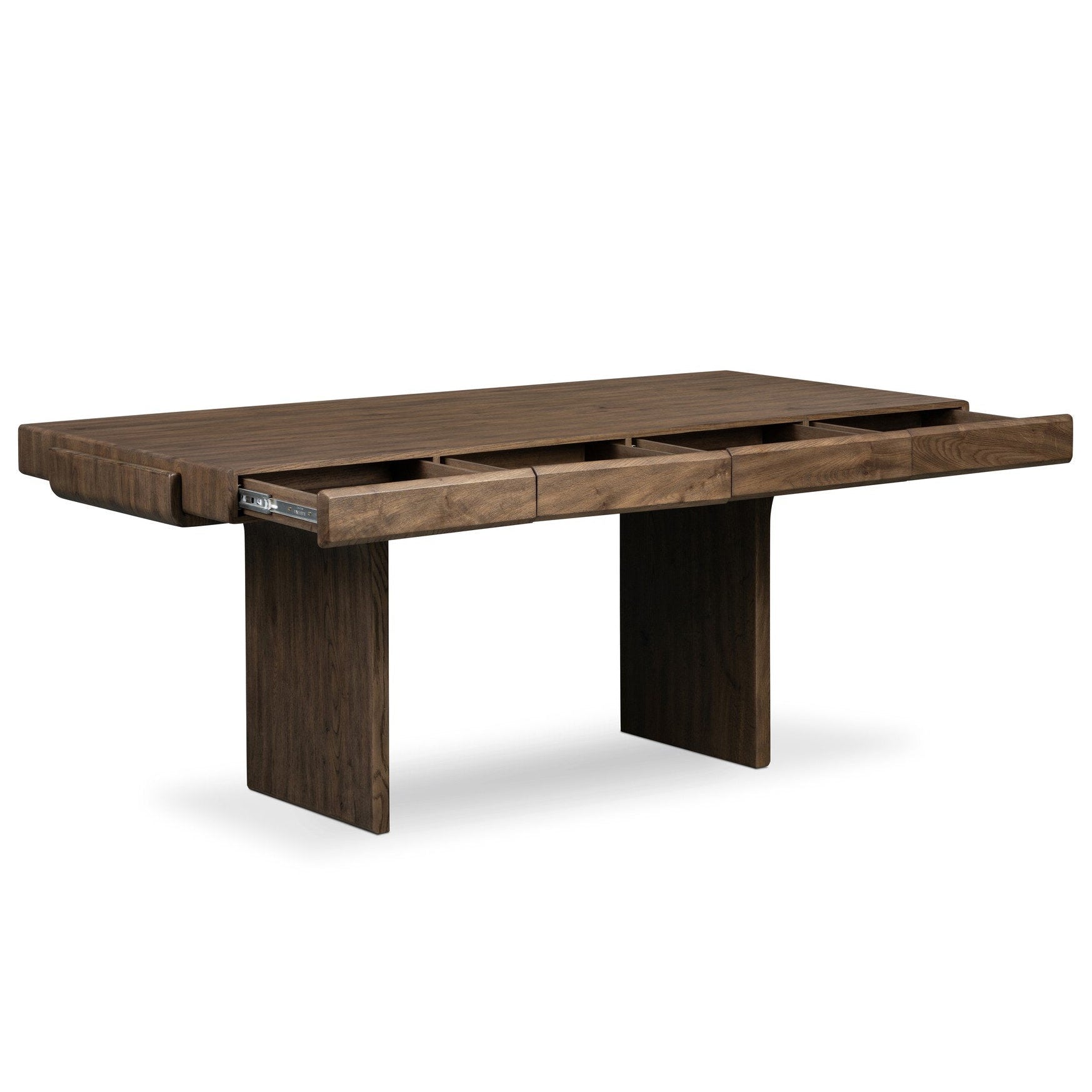 Four Hands Soloma Grey Oak Desk - shown open