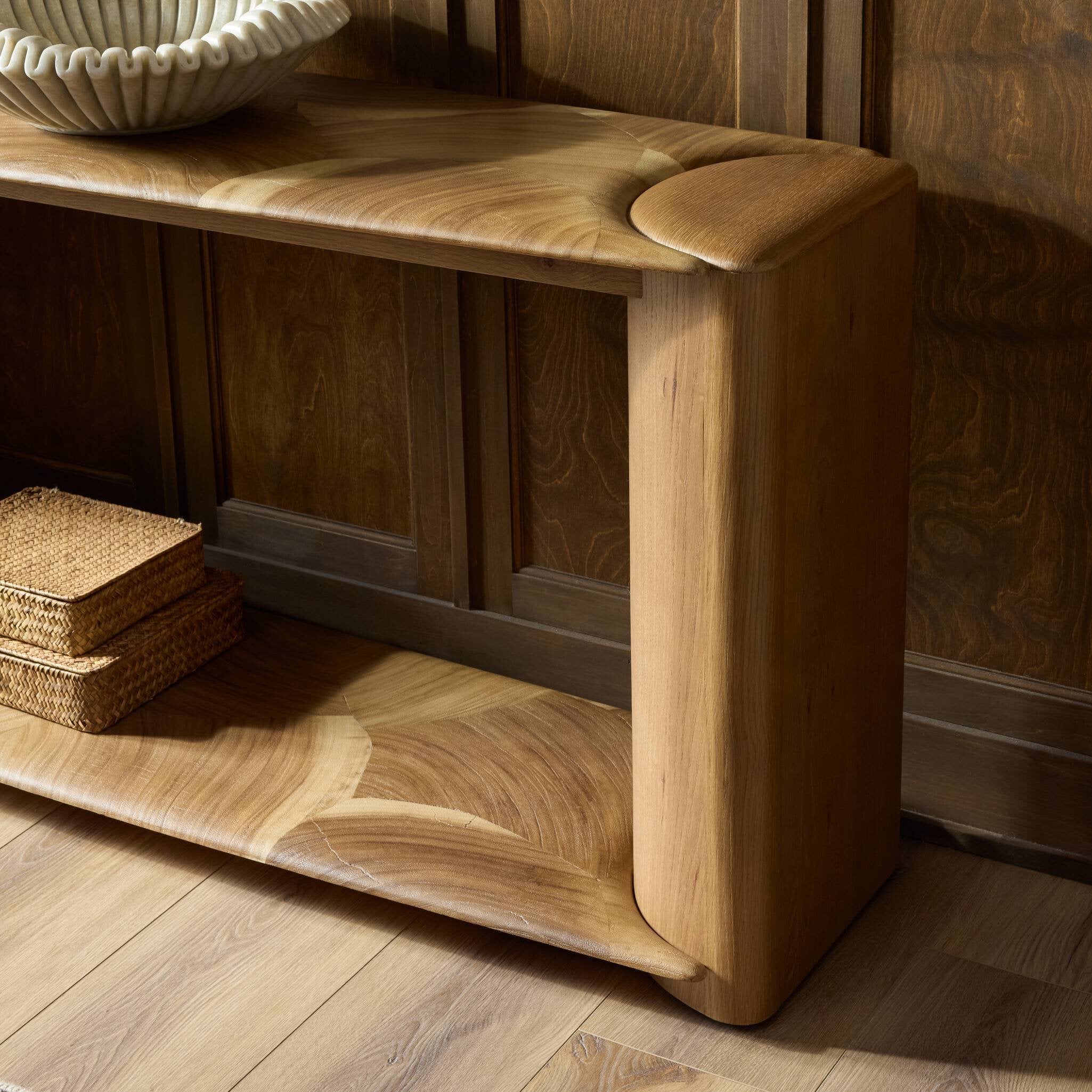 Four Hands Marlena Smoked American Oak Console Table - detail view 5