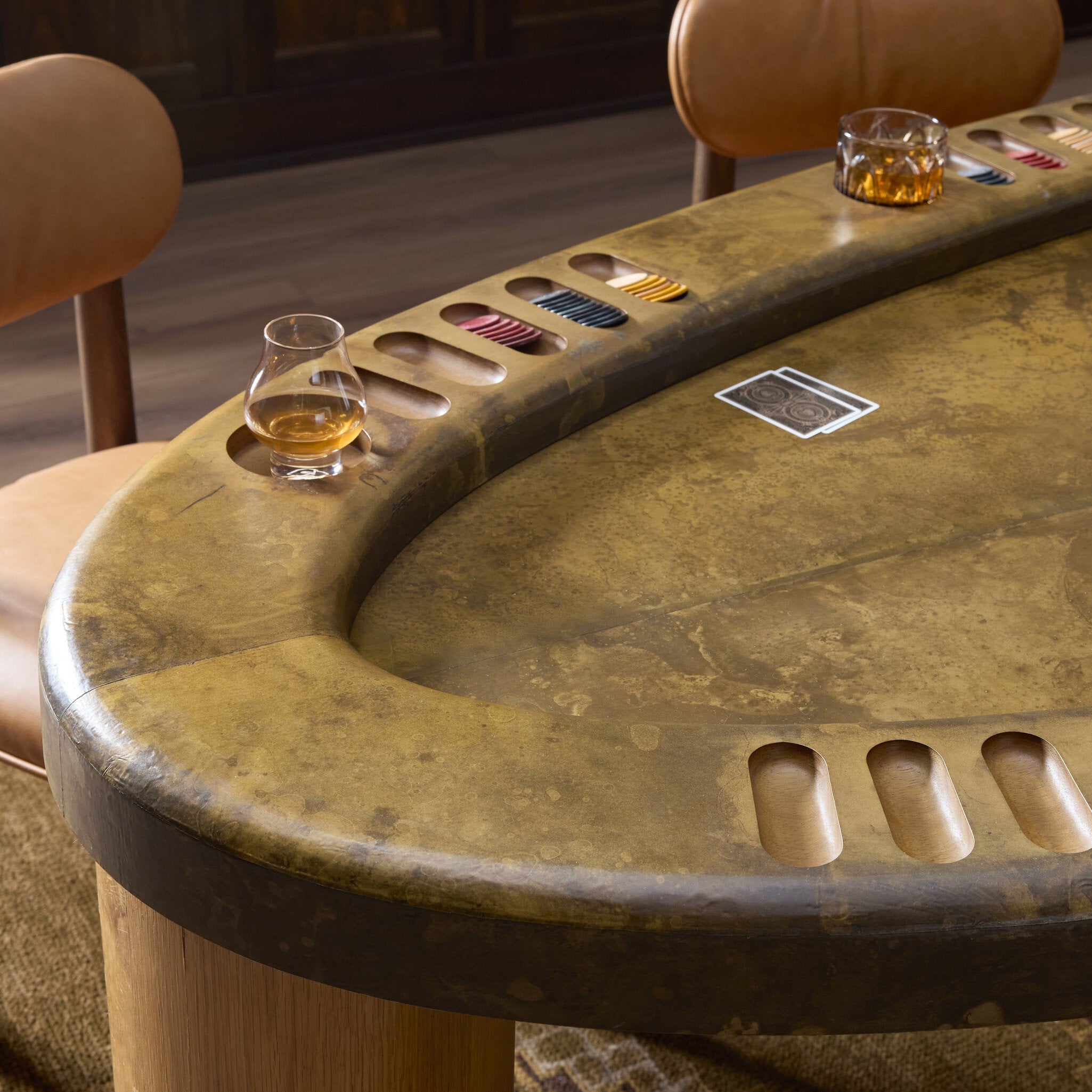 Four Hands Vella Smoked Oak Poker Table - detail 9