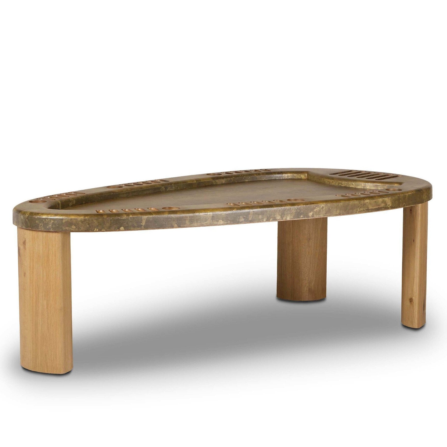 Four Hands Vella Smoked Oak Poker Table - styled view