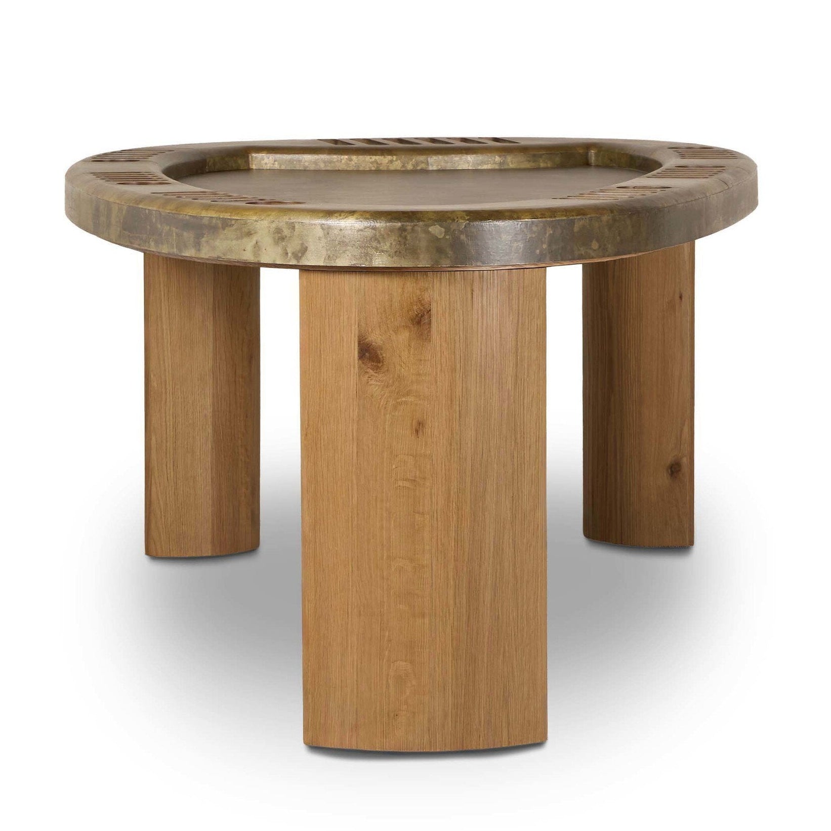 Four Hands Vella Smoked Oak Poker Table - side view