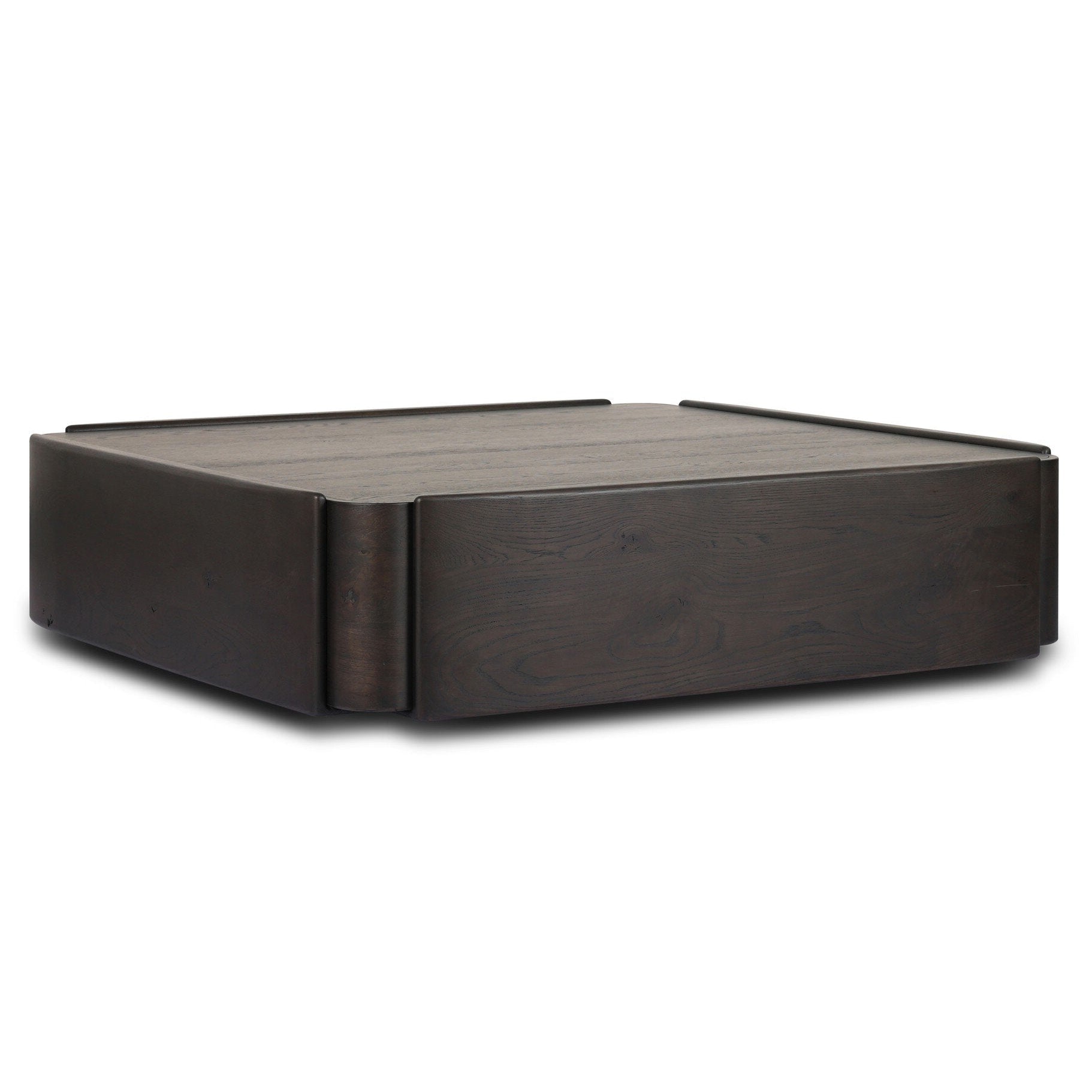 Four Hands Floyd Smoked Black Oak Coffee Table - styled view