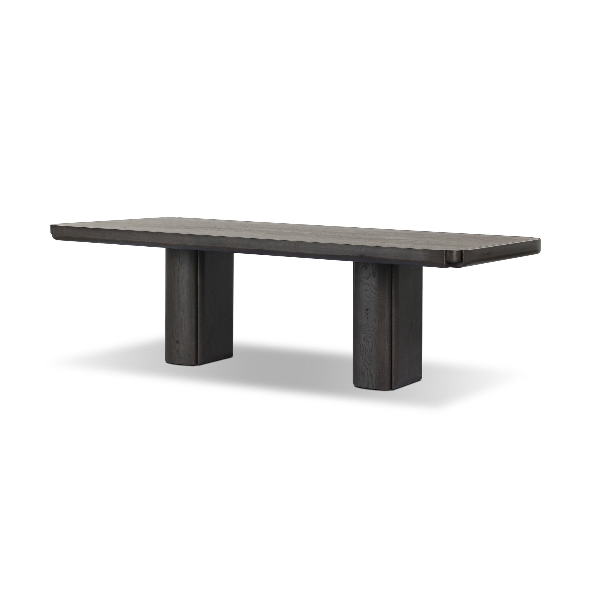 Four Hands Floyd Smoked Black Oak Dining Table - styled view