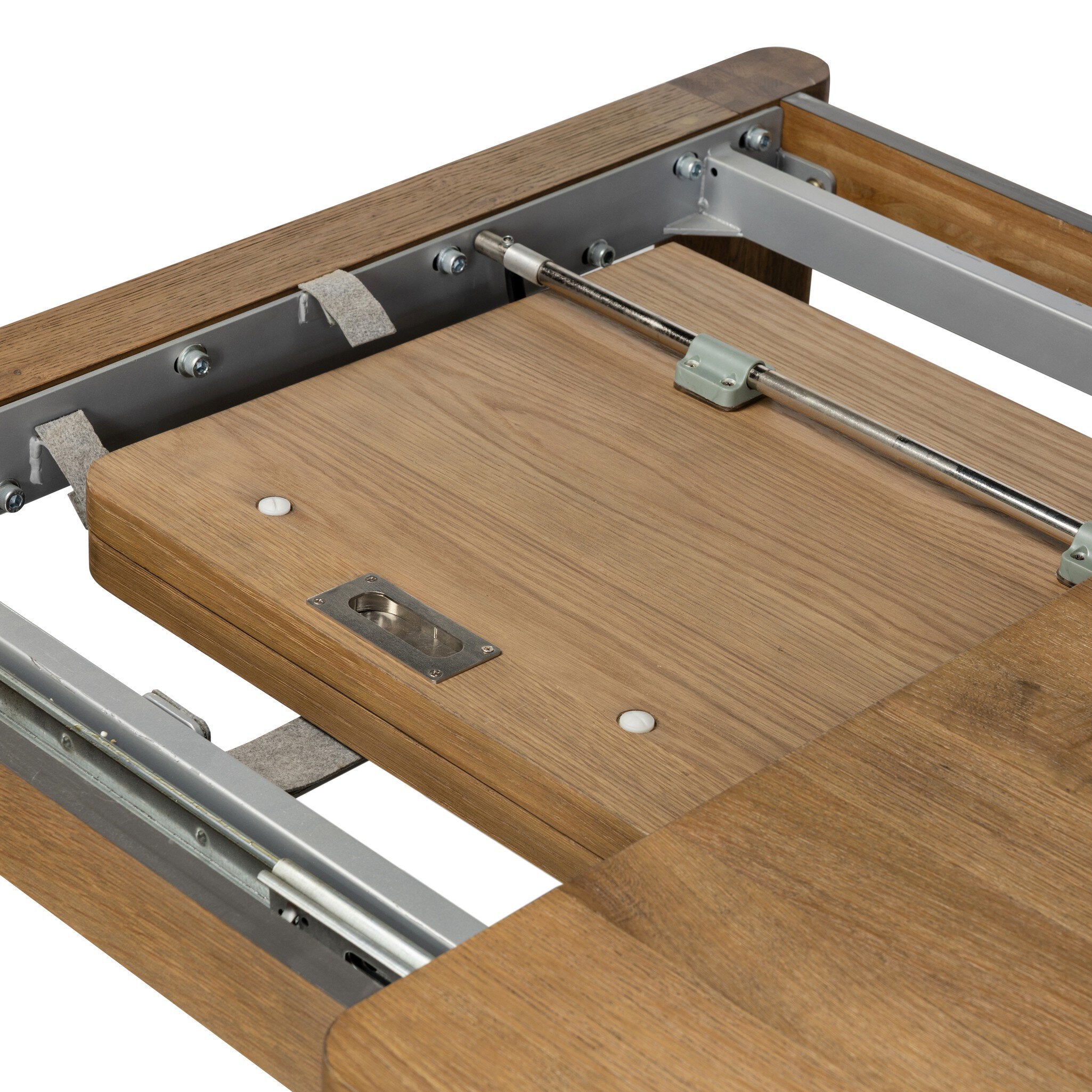 Four Hands Noeline Worn Oak Extension Dining Table construction close-up