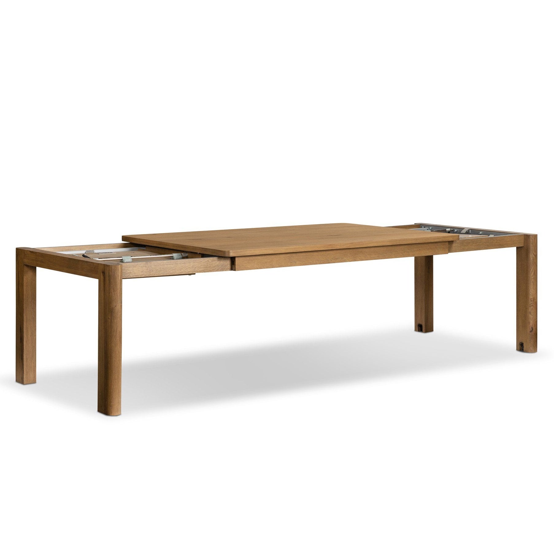 Four Hands Noeline Worn Oak Extension Dining Table shown open