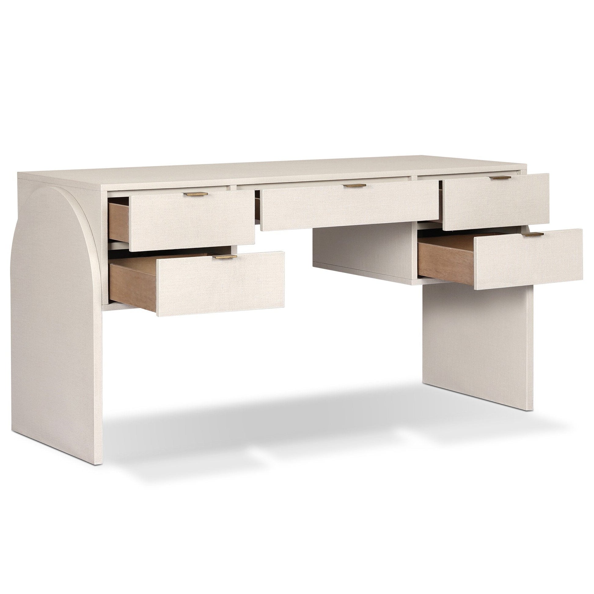 Four Hands Cressida Ivory Painted Linen Desk shown open