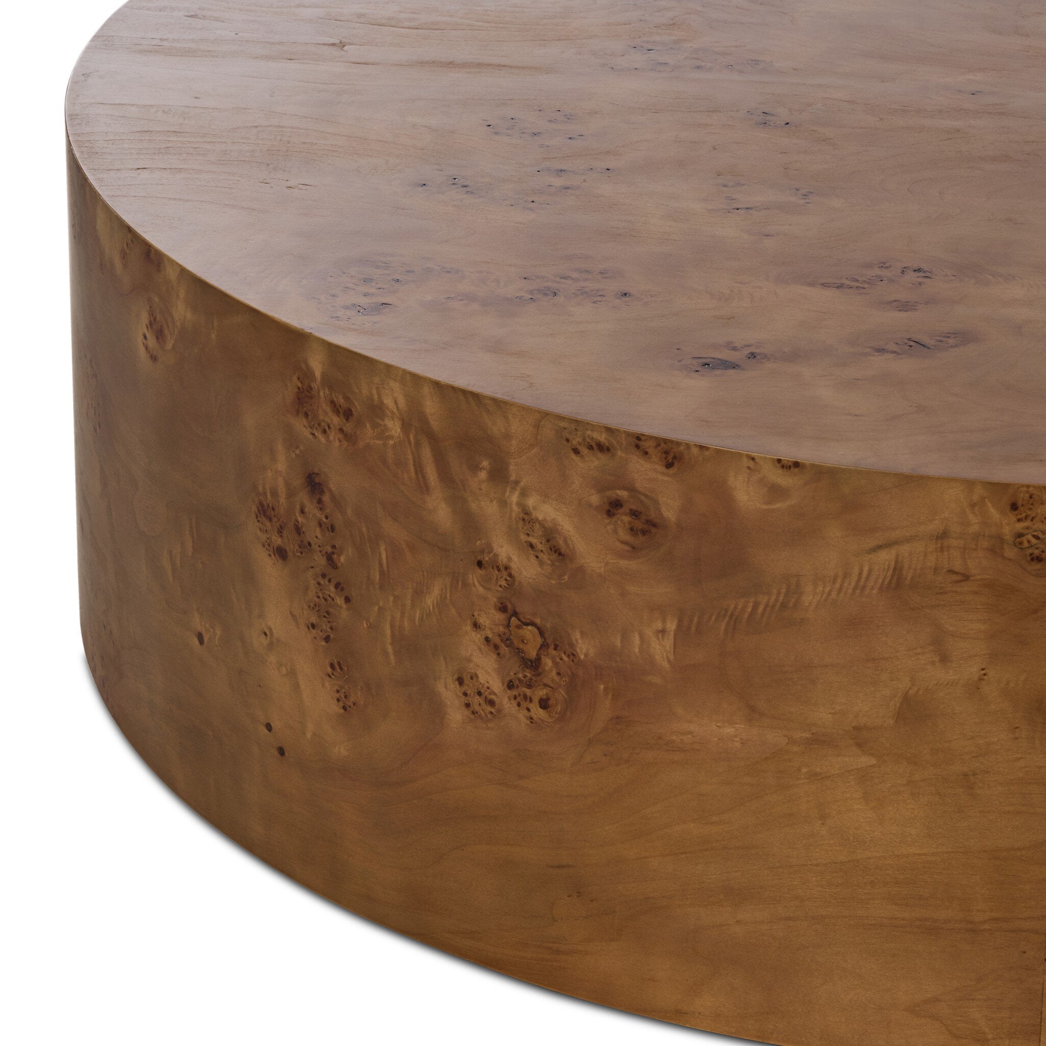 Four Hands Caya Caramel Burl Large Coffee Table material close-up
