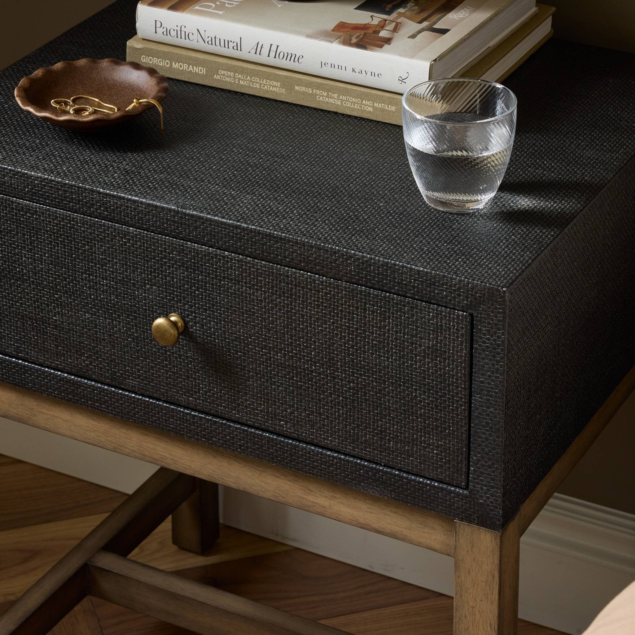 Four Hands Fiona Russet Mahogany Small Nightstand construction close-up