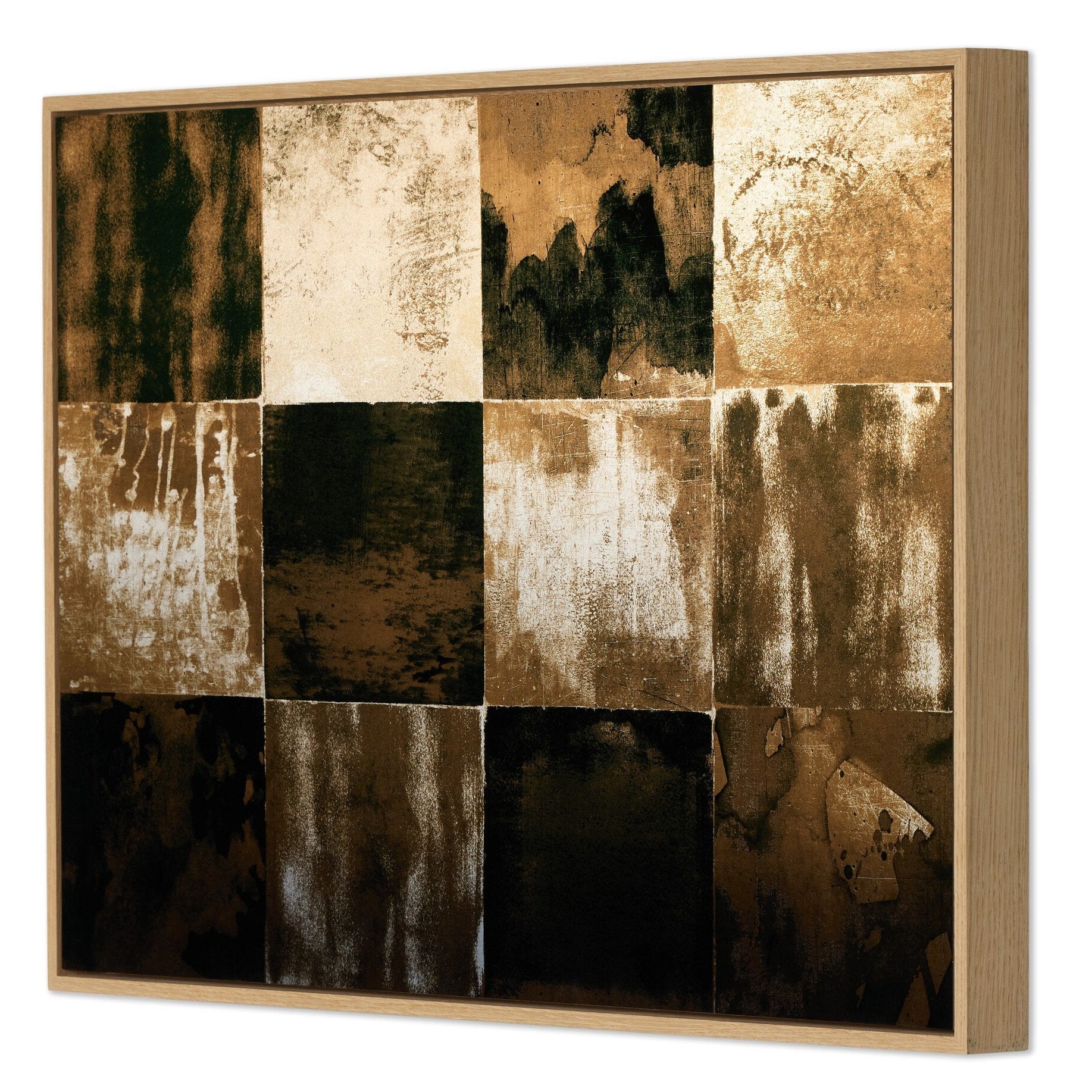Four Hands x Paul Duncan Rusted Diptych Framed Art Set of 2 showing Vertical Grain White Oak Floater