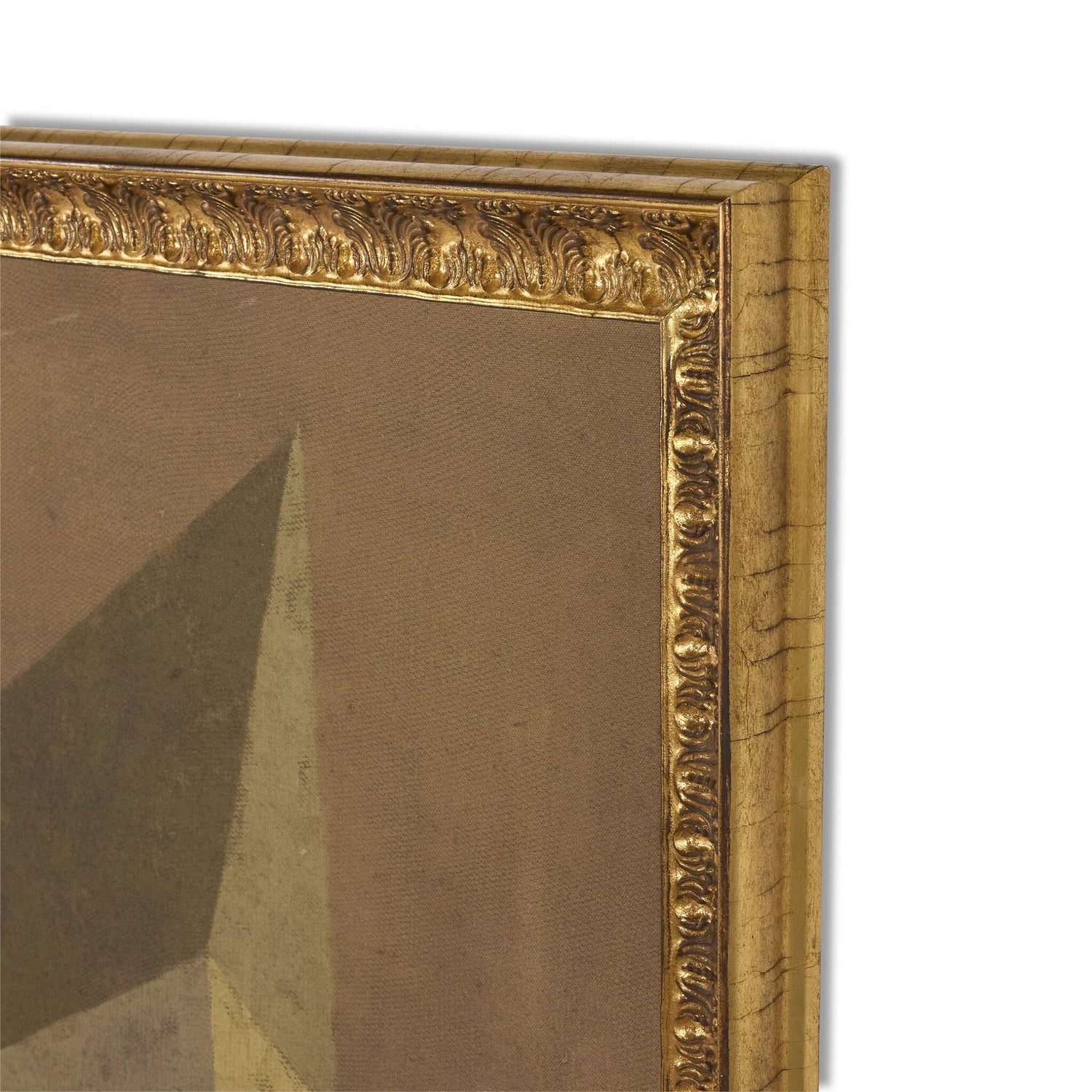 Reese Truesdell x Four Hands Constellation Diptych in gilded antique gold frame, close-up detail of abstract brushwork, view 1