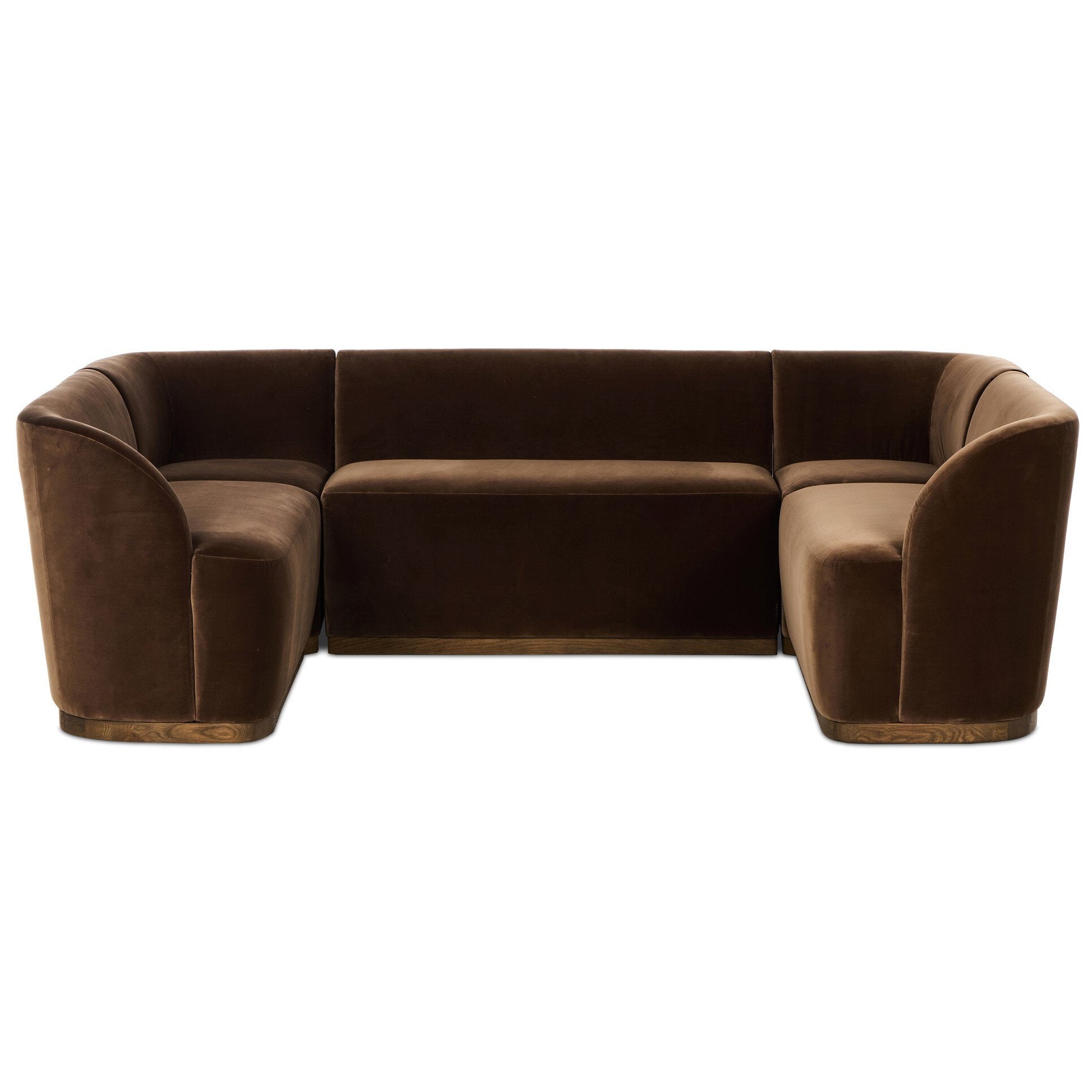Four Hands Dorset Surrey Mink U-Shape Banquette front view