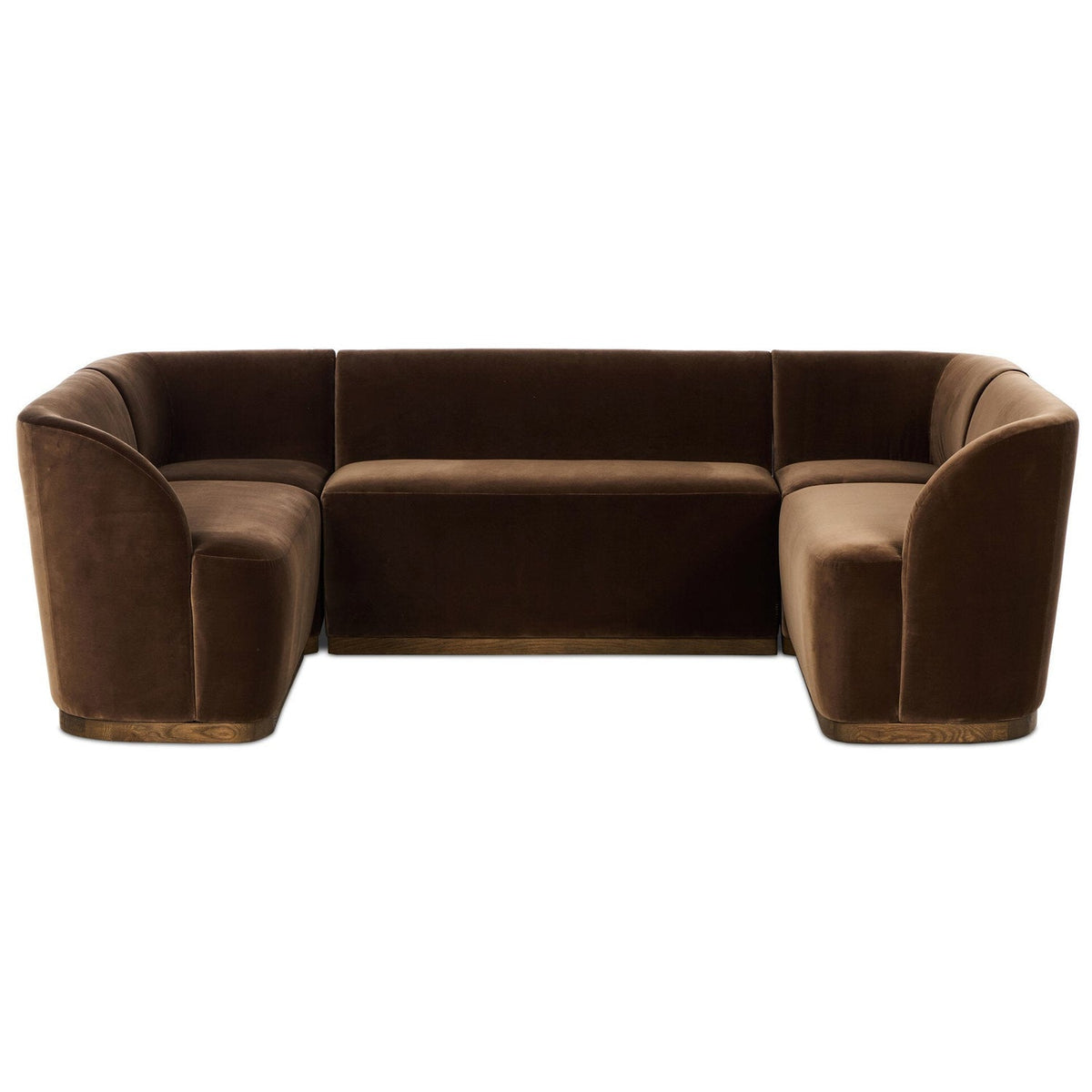 Four Hands Dorset Surrey Mink U-Shape Banquette front view